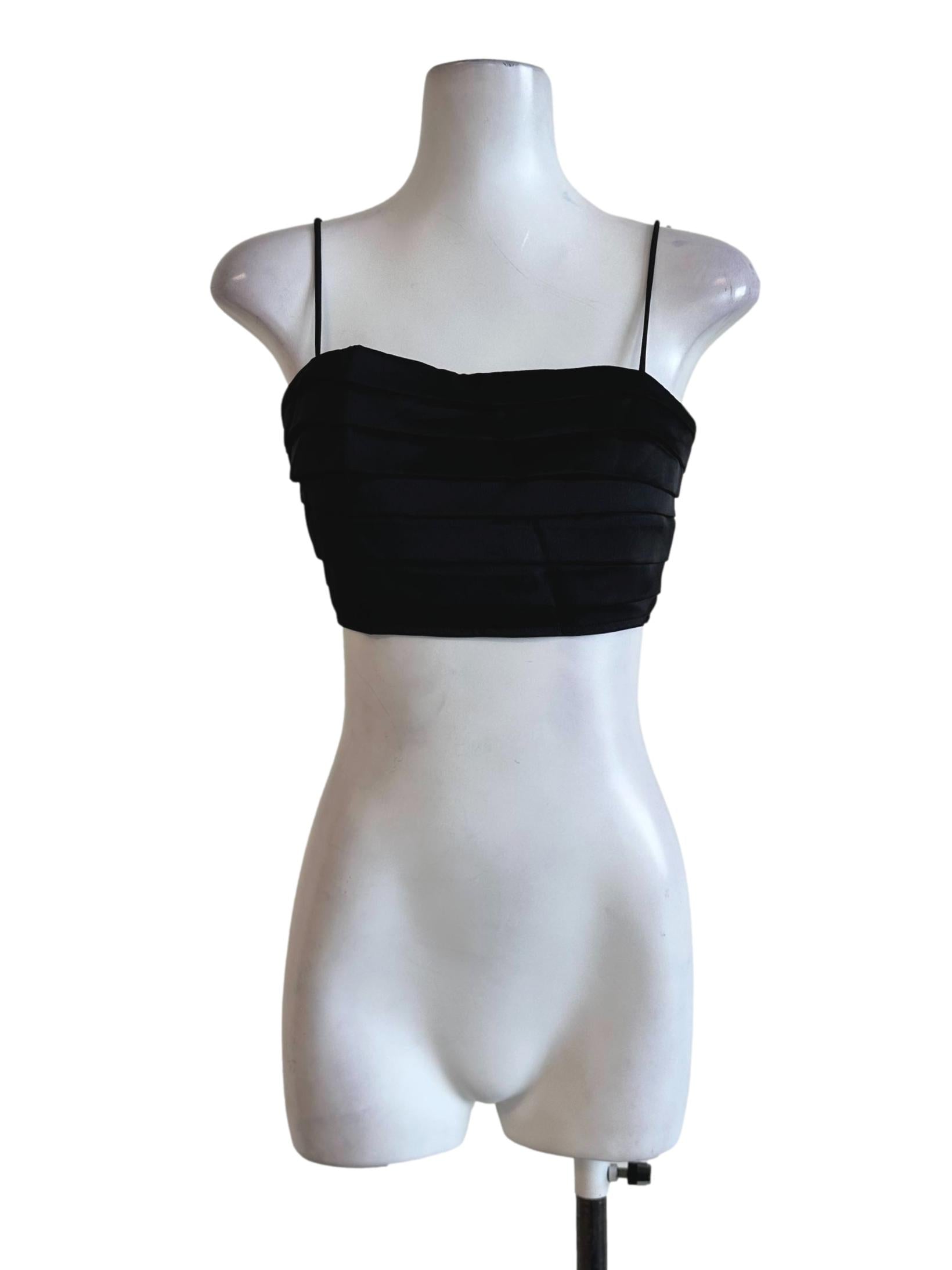Black Pleated Spaghetti Strap Top