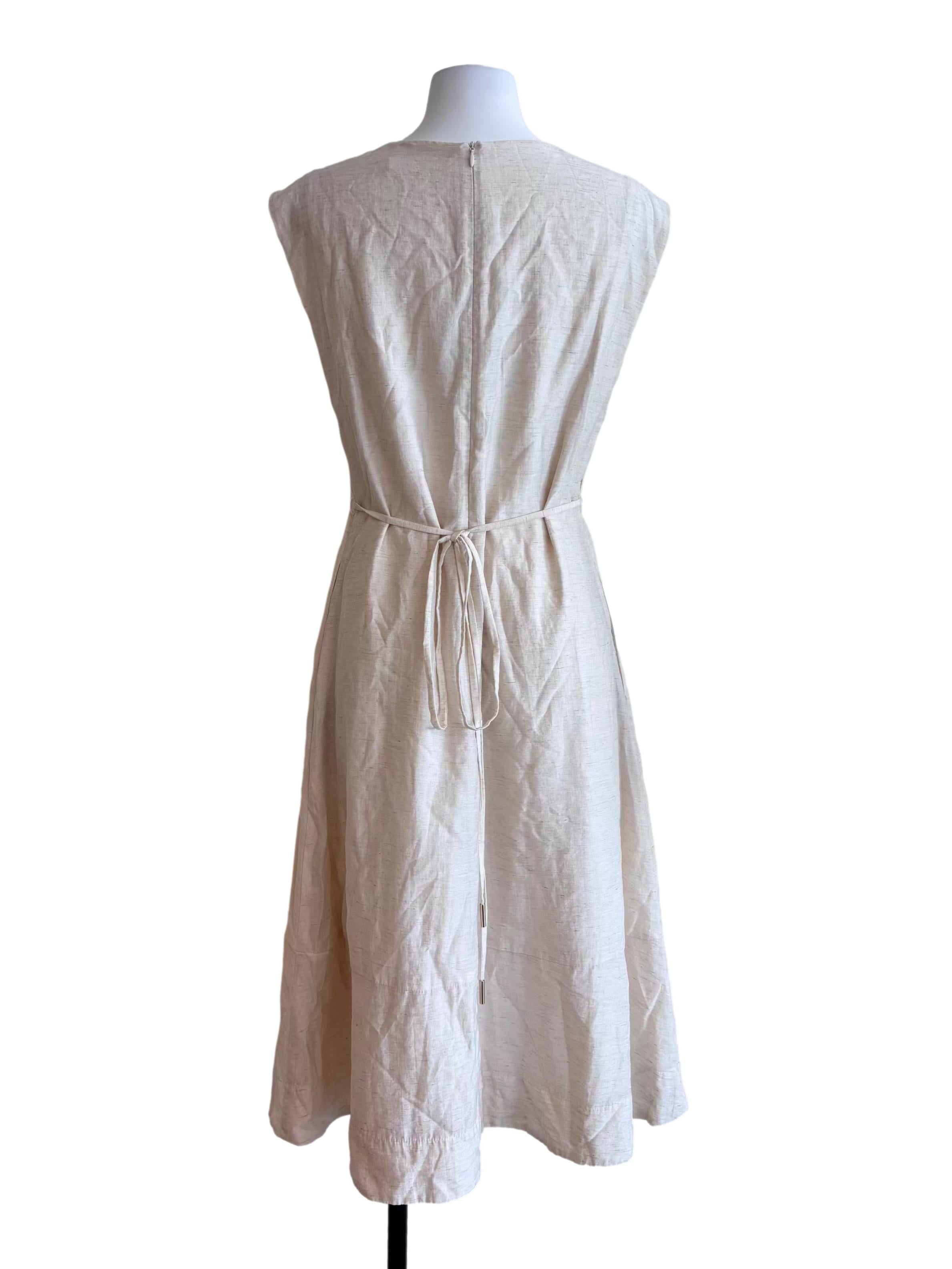 Light Beige Belted Shift Dress