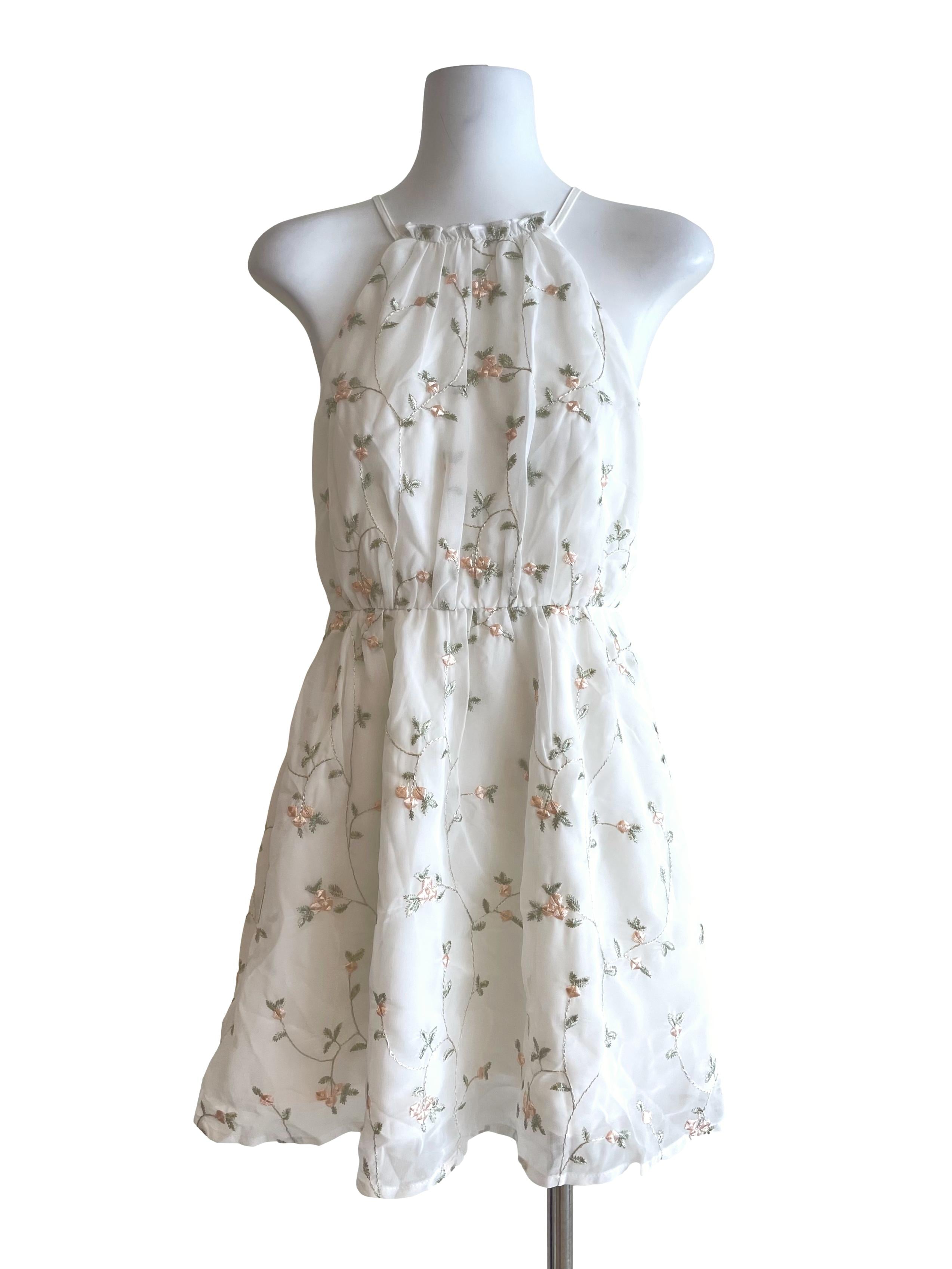 White Floral Blouson Dress