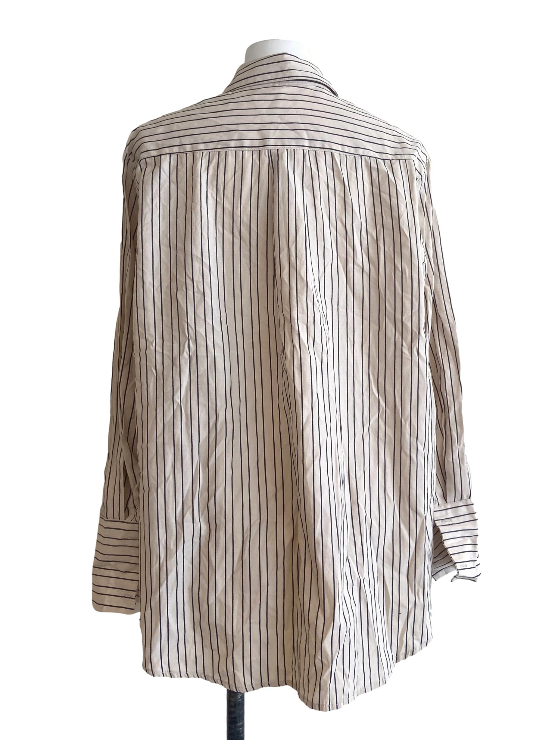 Chiffon & Black Stripe Button Down Blouse TTR