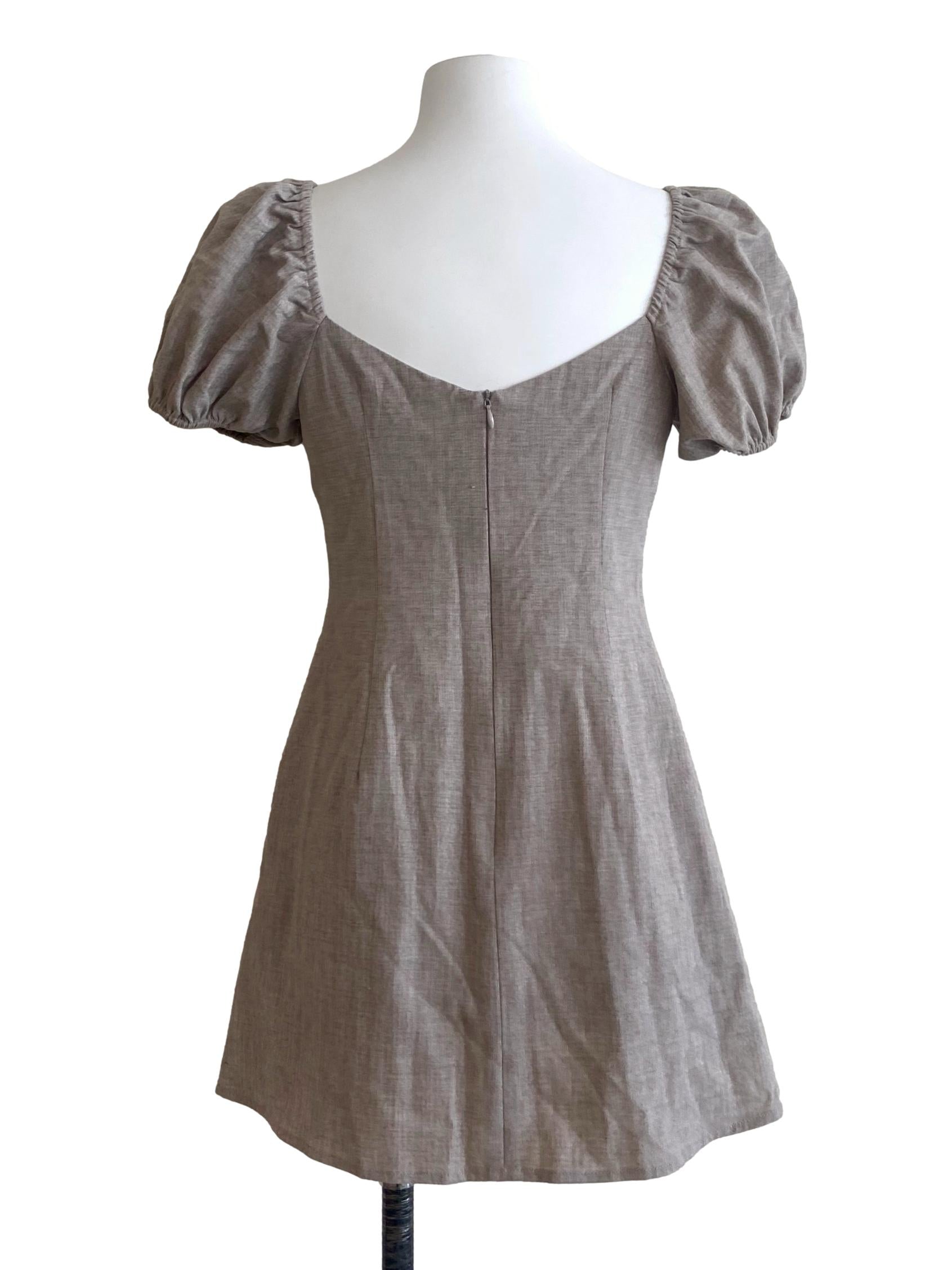 Bone Beige Slit Mini Dress
