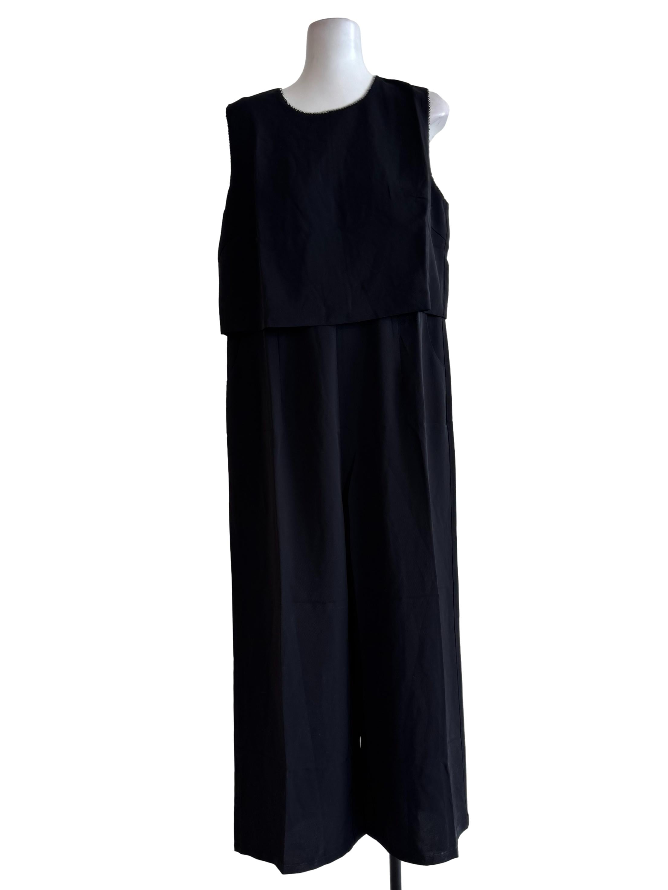 Black With Silver Beads Sleeveless Jumpsuit