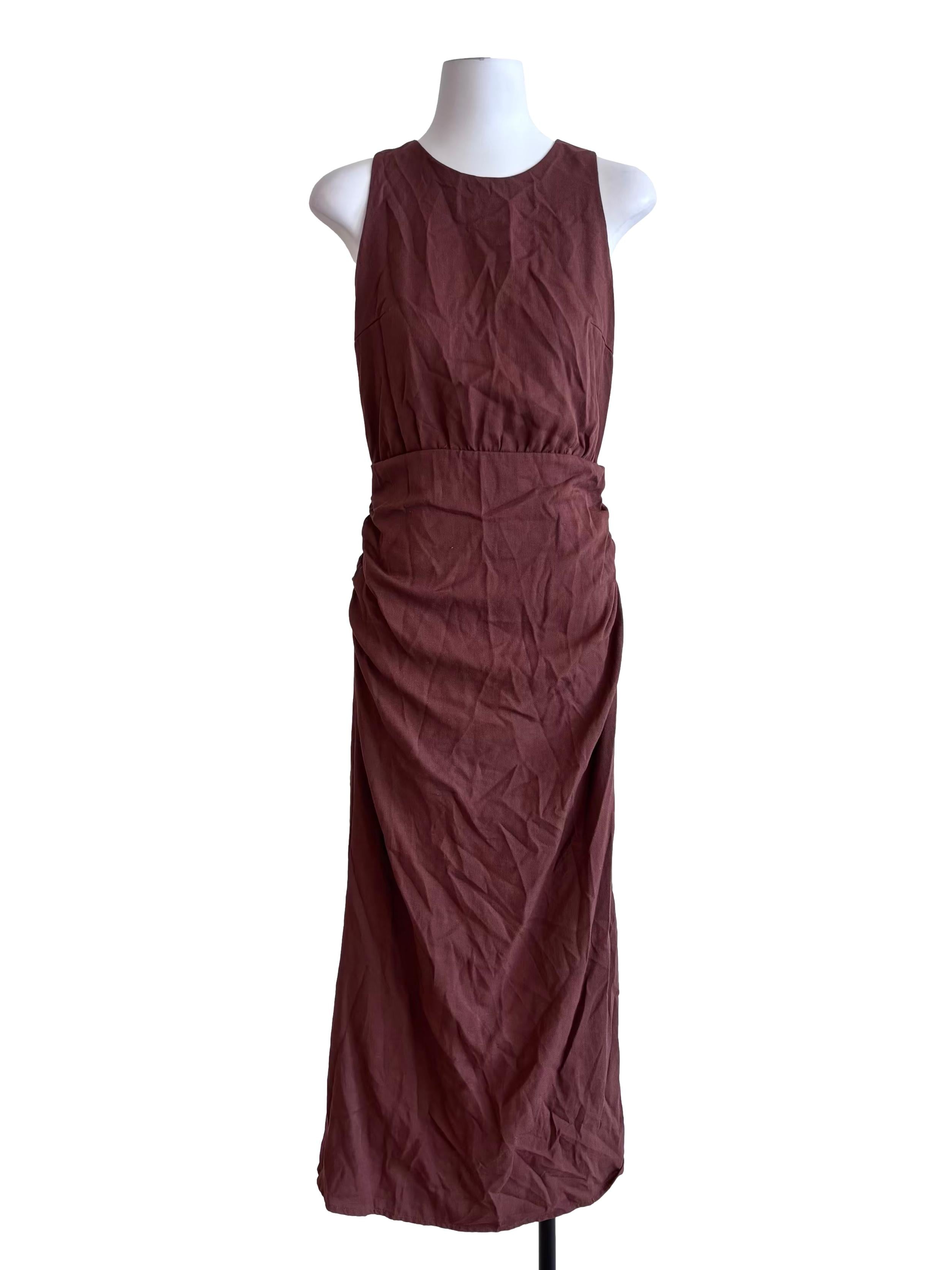Mocha Brown Sleeveless Maxi Dress