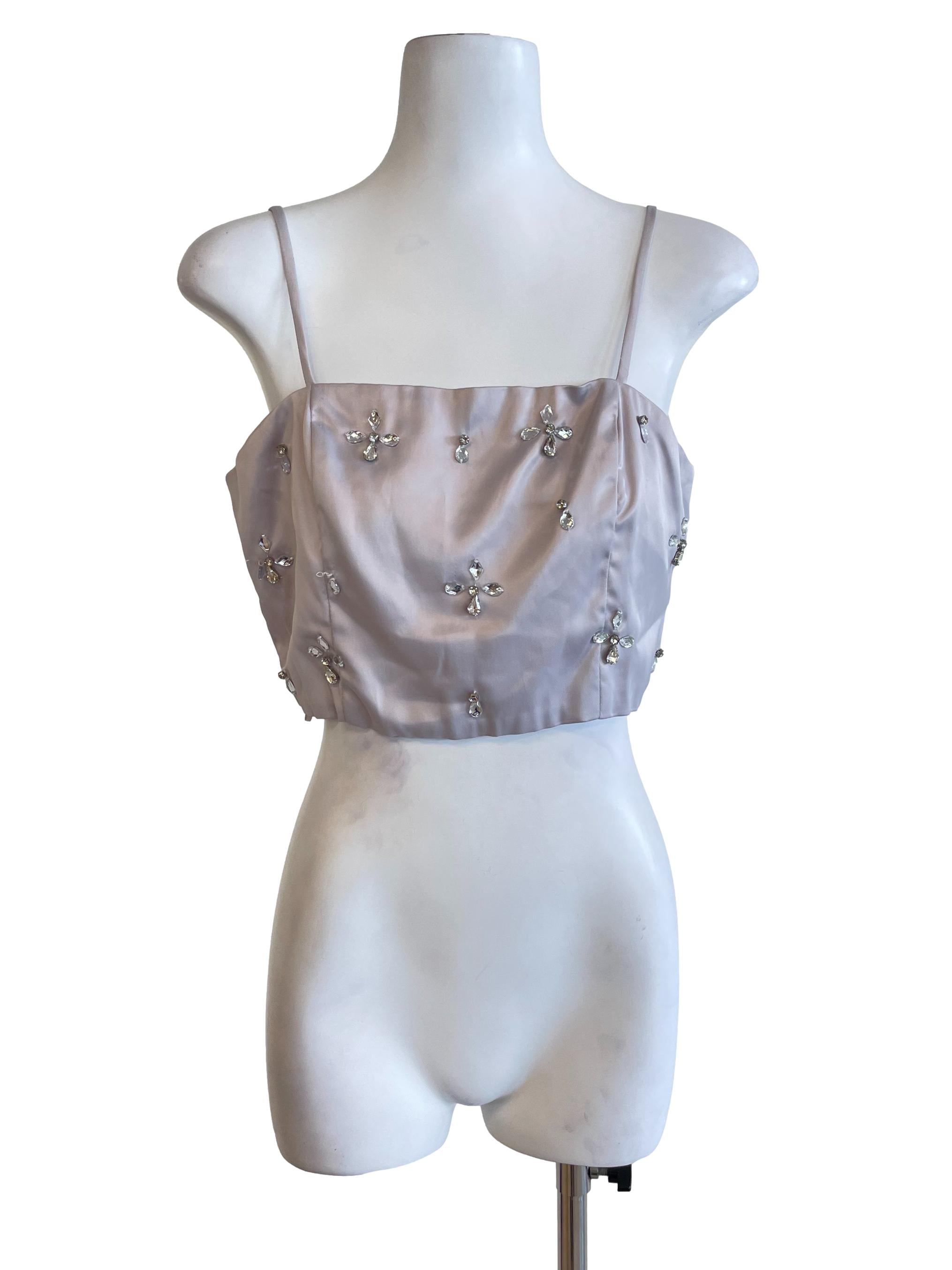 Bone Grey Beaded Tube Tops