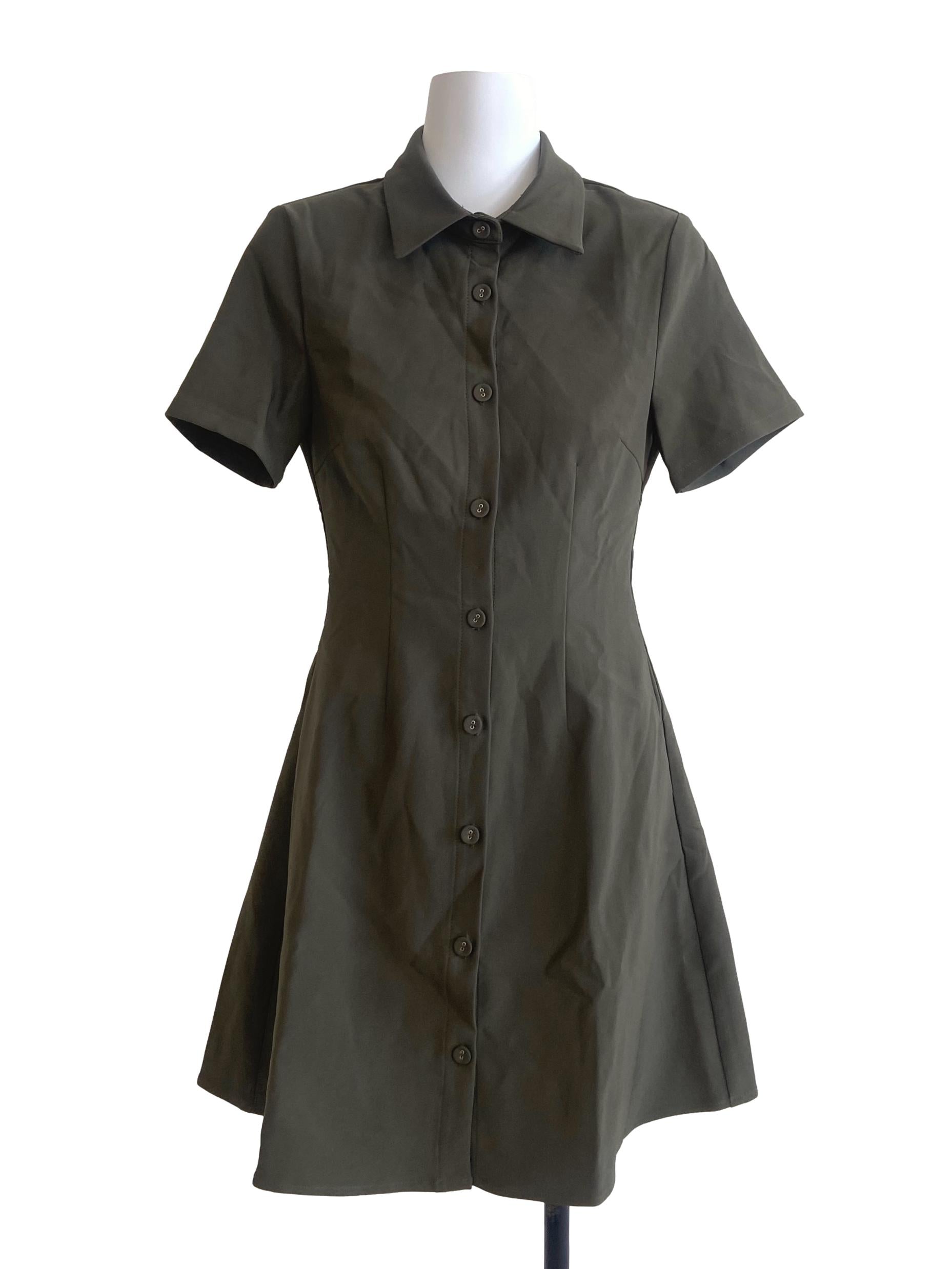Pickle Green Button Down Bodycon Dress