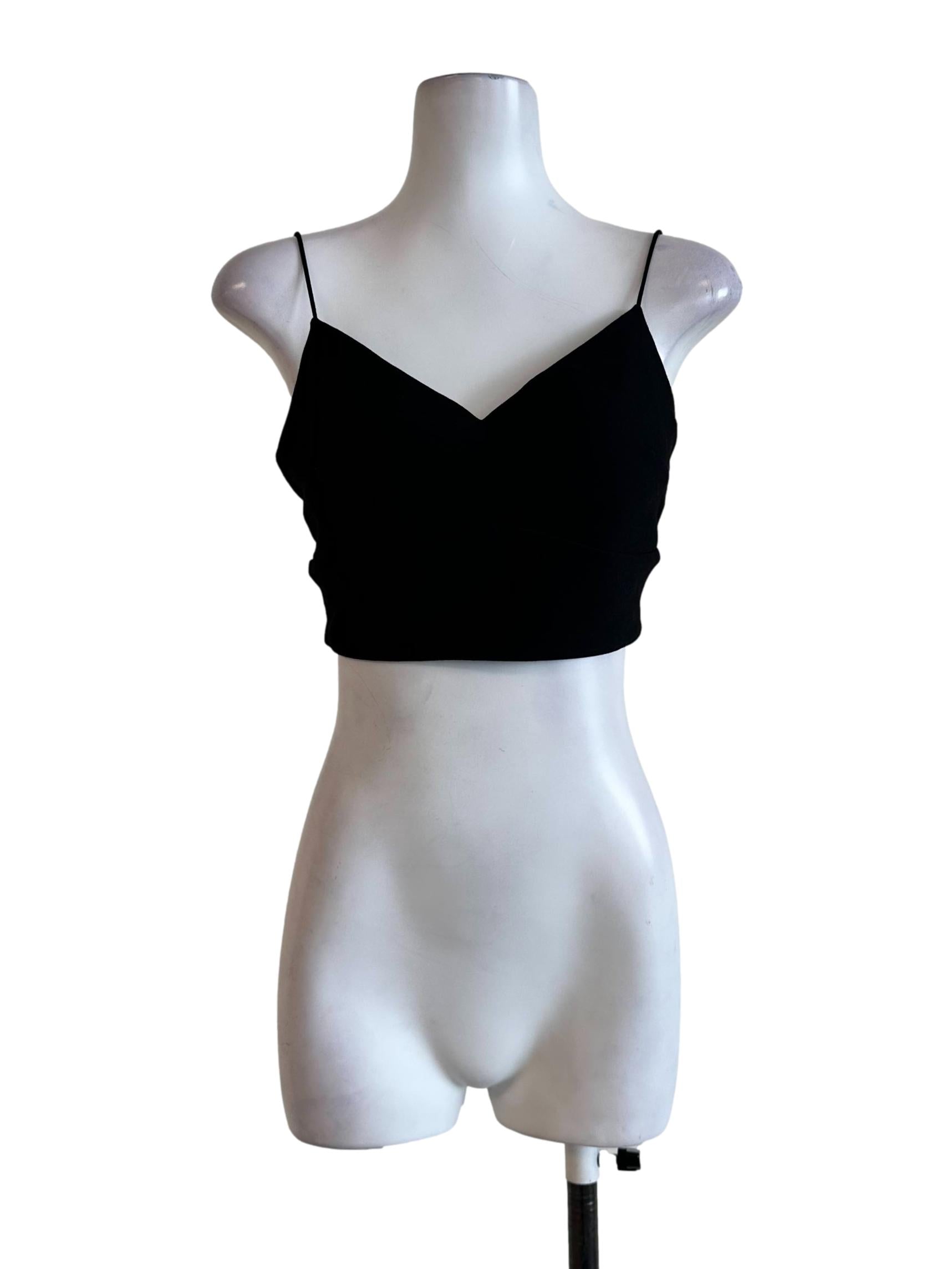 Black Padded Sleeveless Crop Top