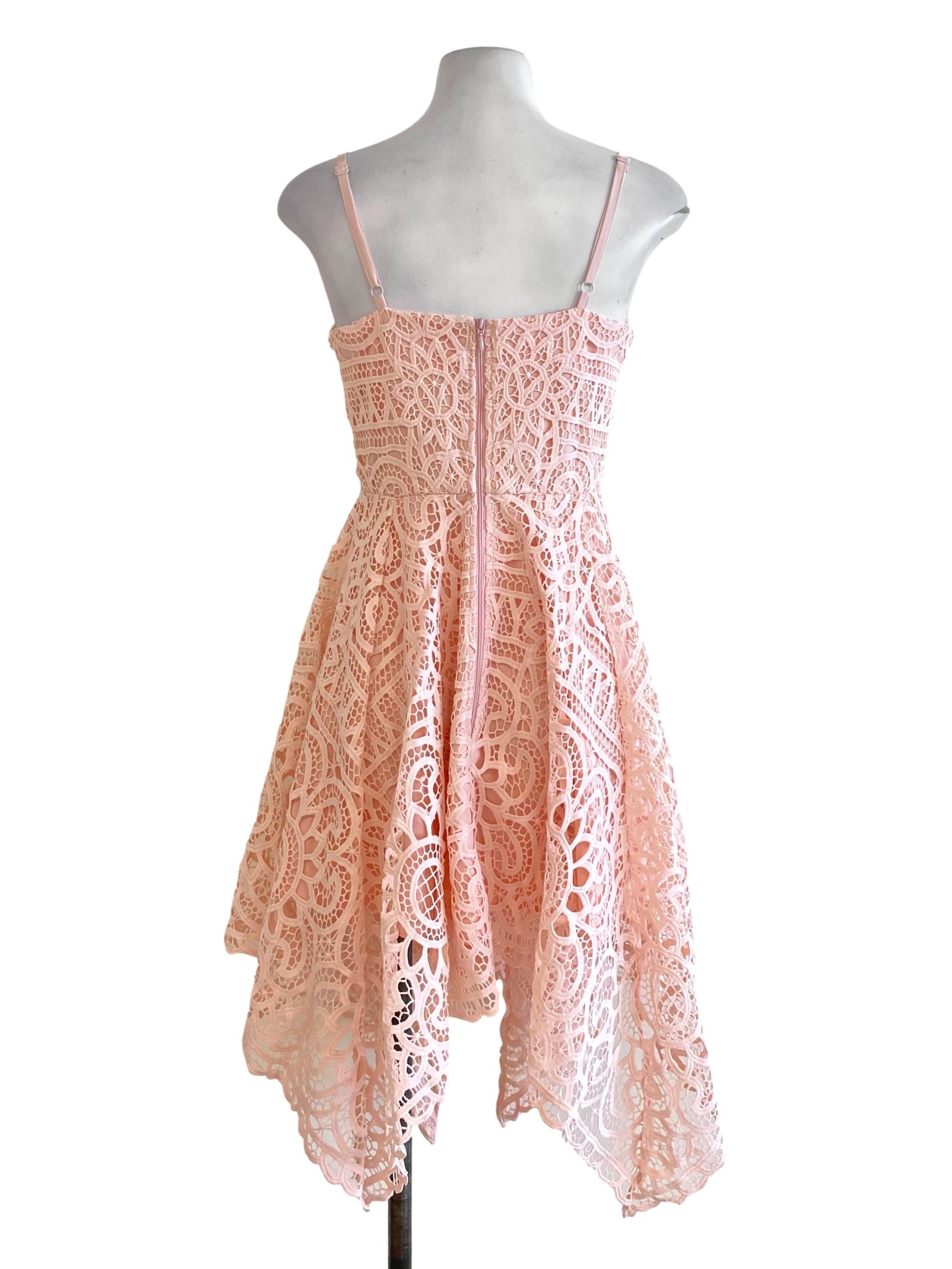 Blush Pink Crochet Spaghetti Strap Dress