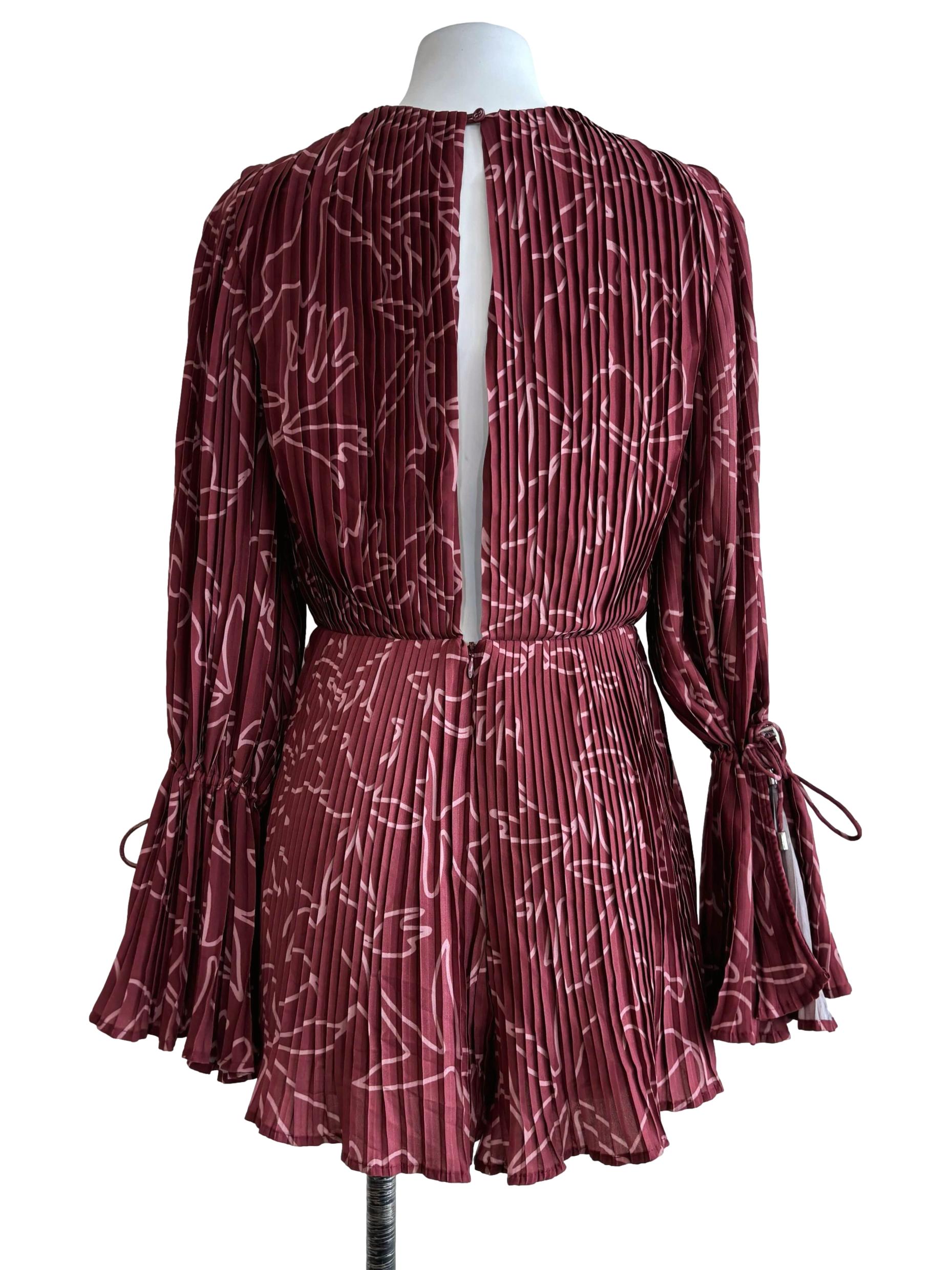 Rosewood Red Pleated Romper