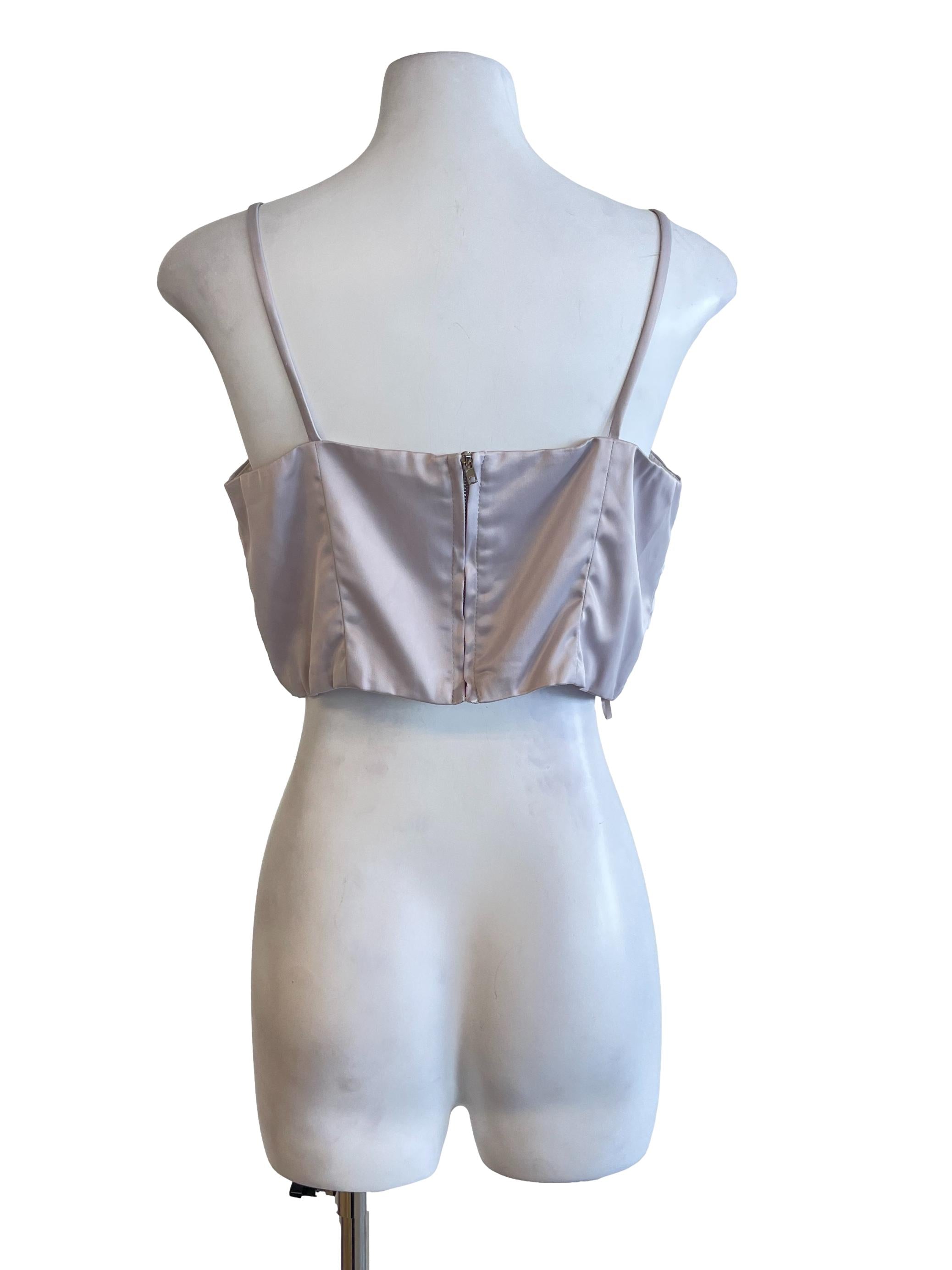 Bone Grey Beaded Tube Tops