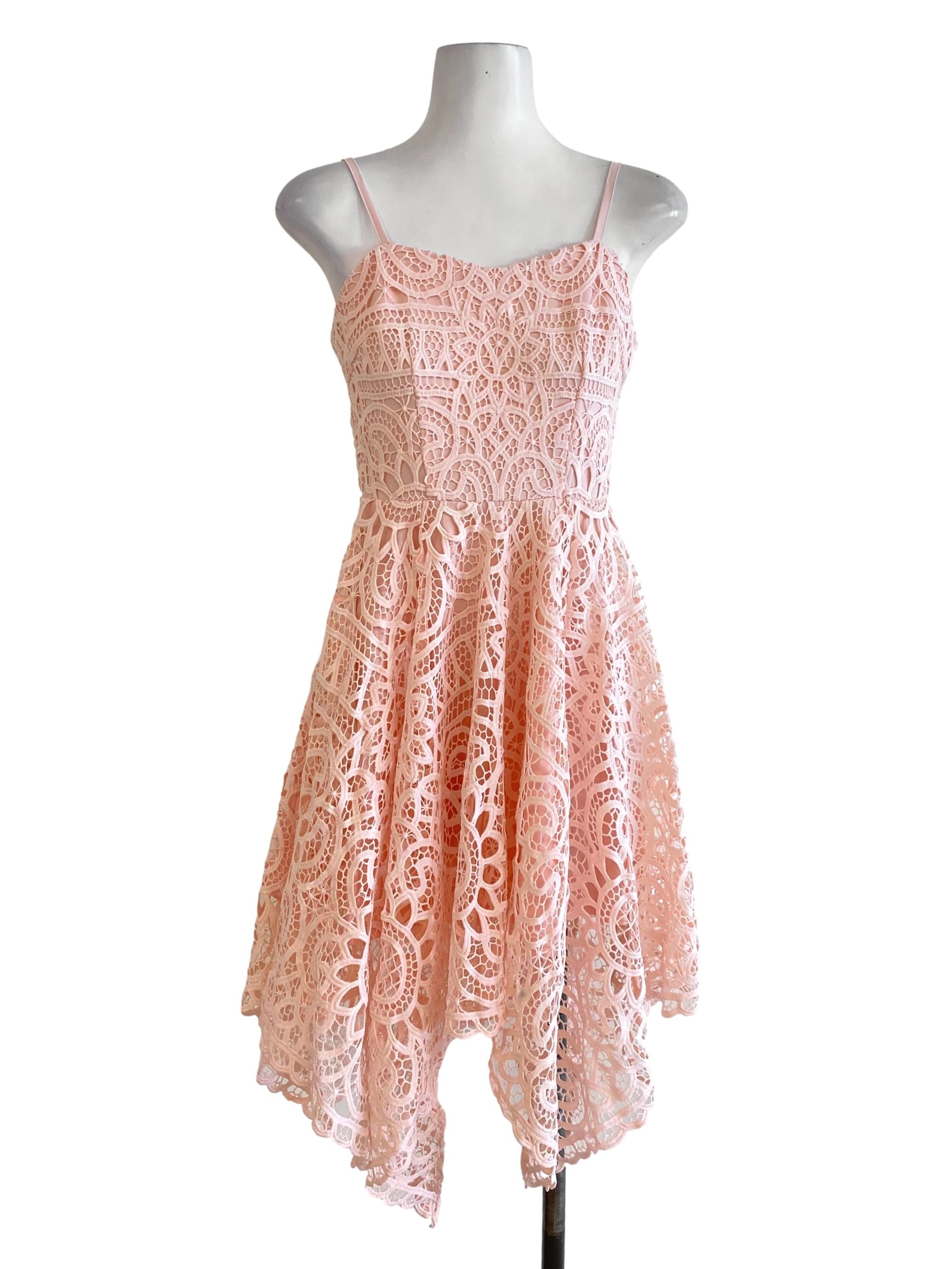 Blush Pink Crochet Spaghetti Strap Dress