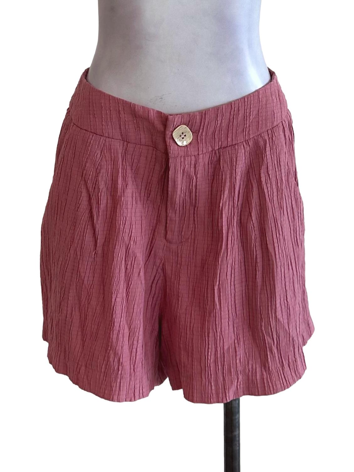 Rose Pink Textured Shorts