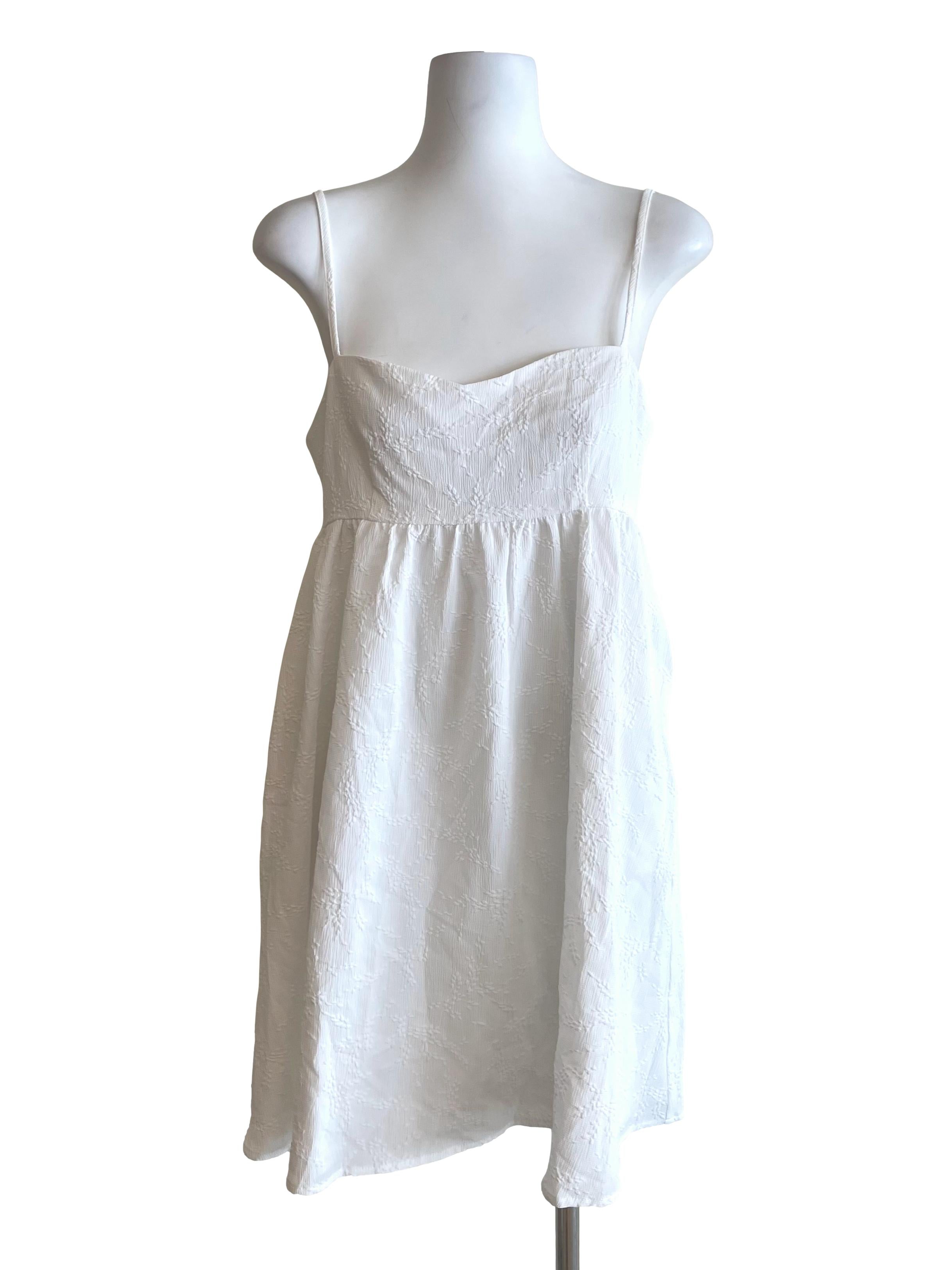 White Textured Jumper Dress
