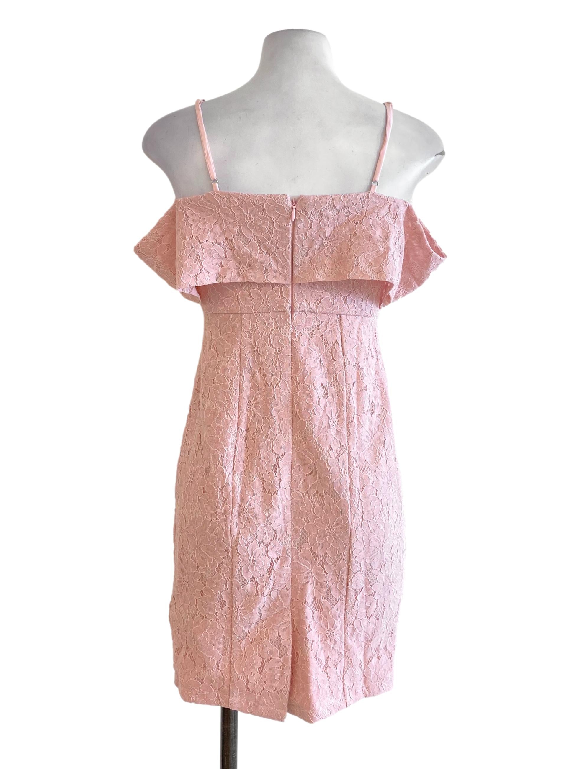 Blush Pink Lace Cold Shoulder Dress