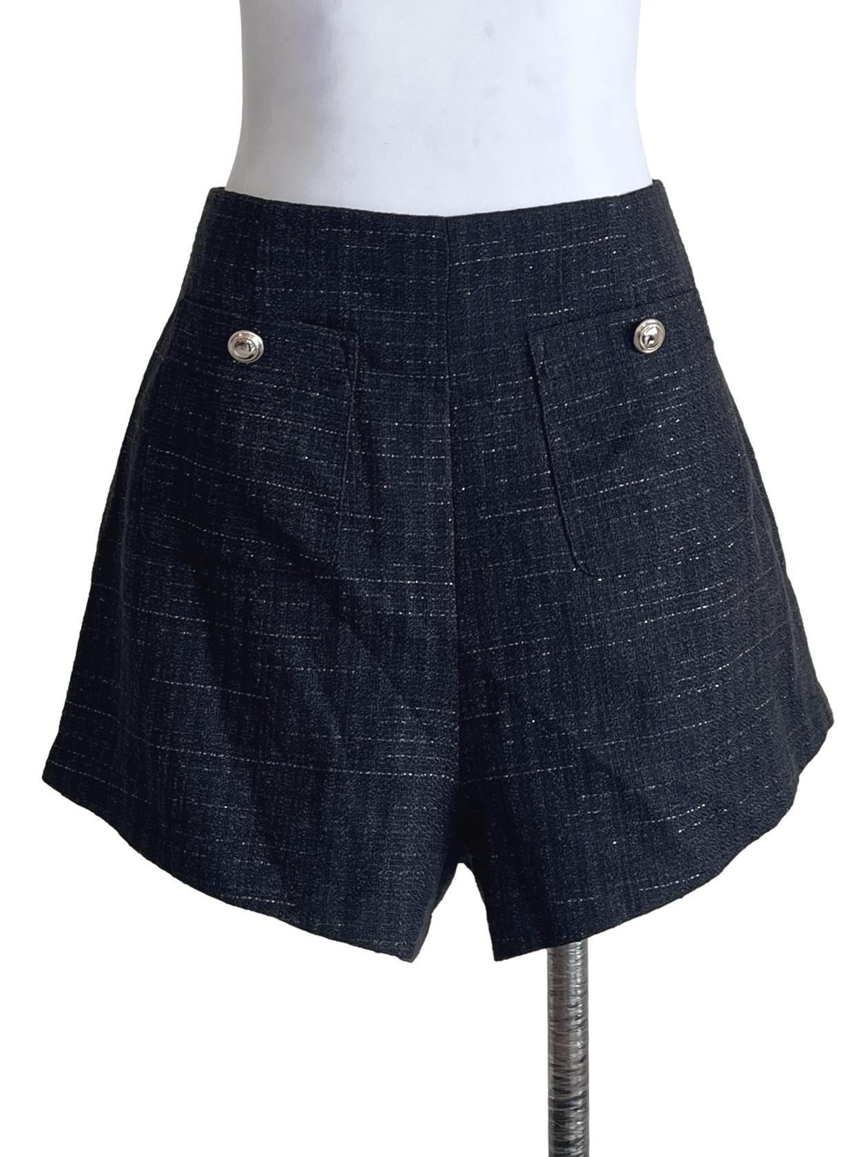 Ebony Black Twee Boyfriend Shorts