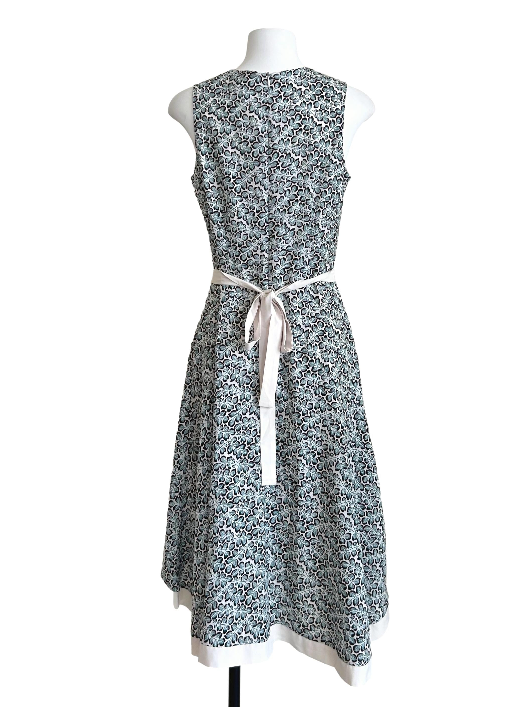 Green Patterned Sleeveless A-Line Dress