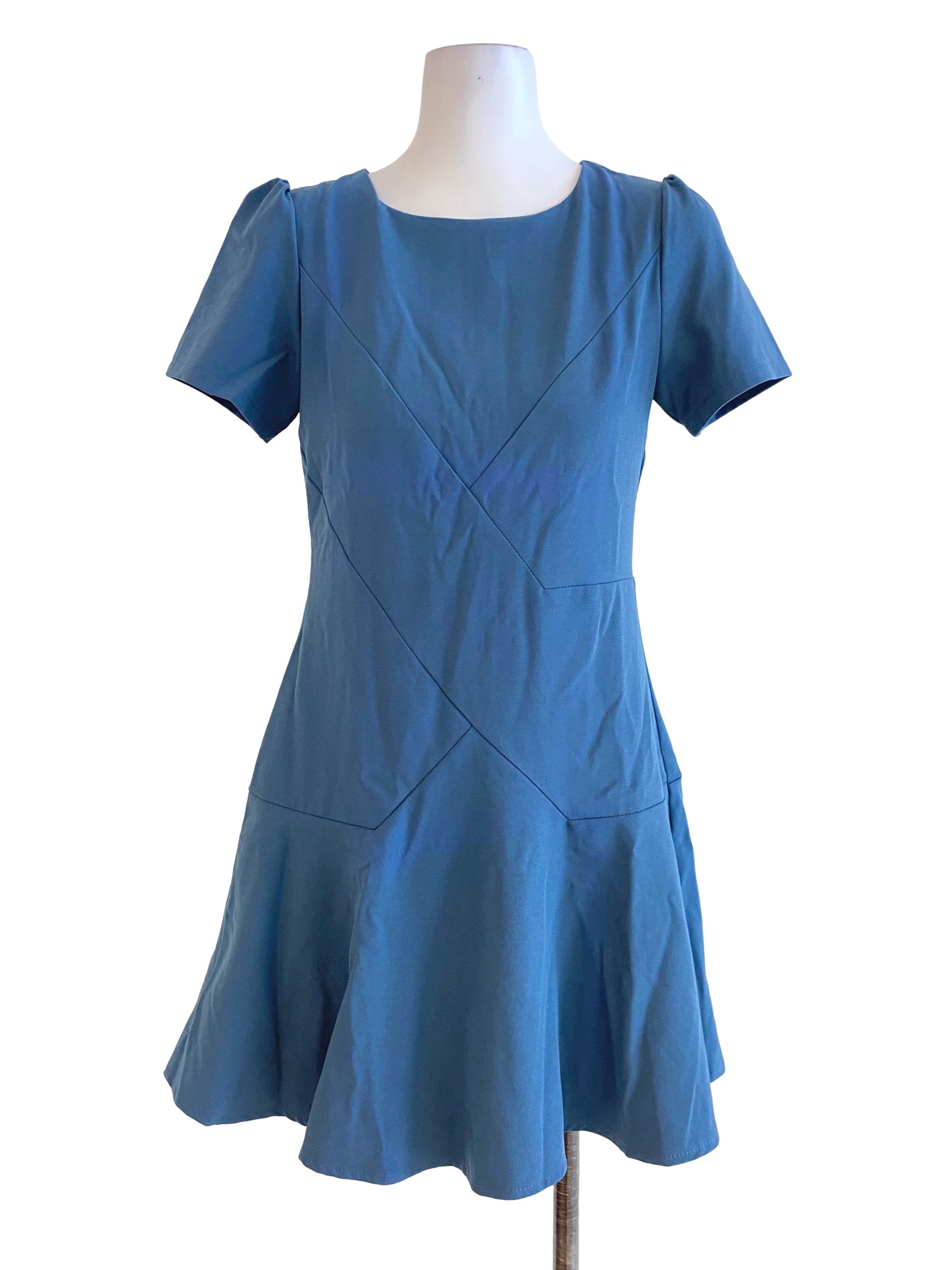 Ash Blue Plain Drop Waist Dress