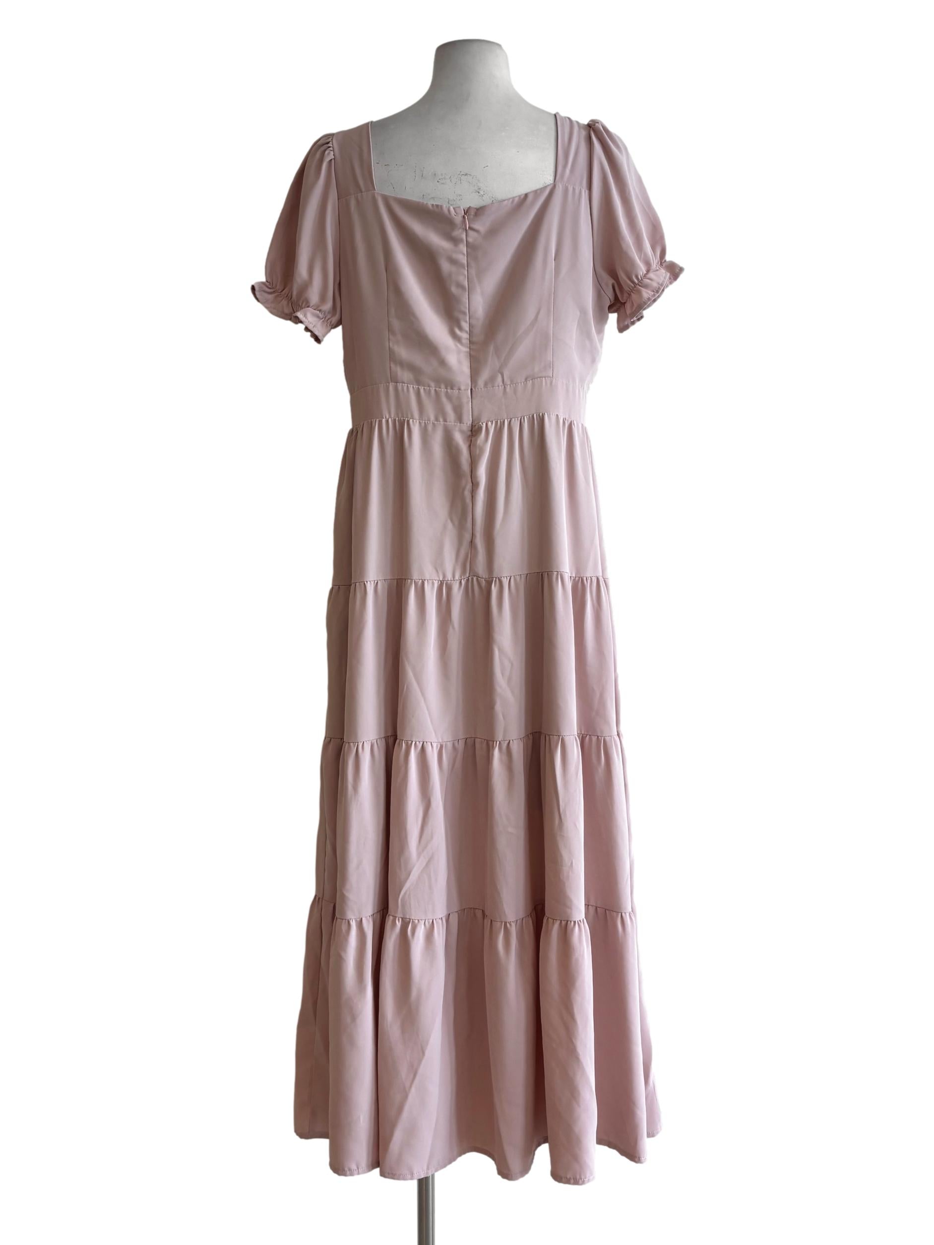 Baby Pink Short Sleeve A-Line Dress