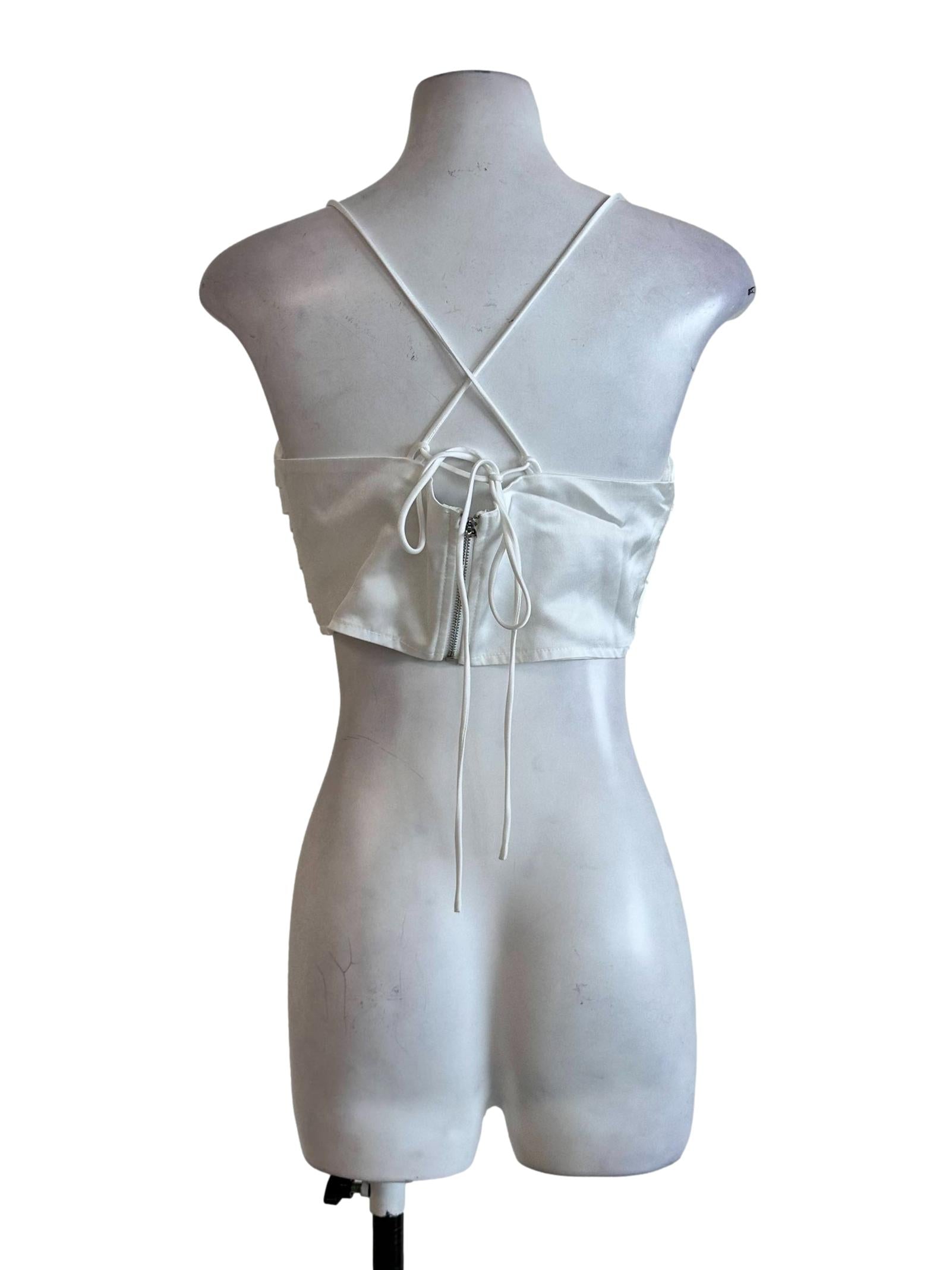 Porcelain White Pleated Sleeveless Top