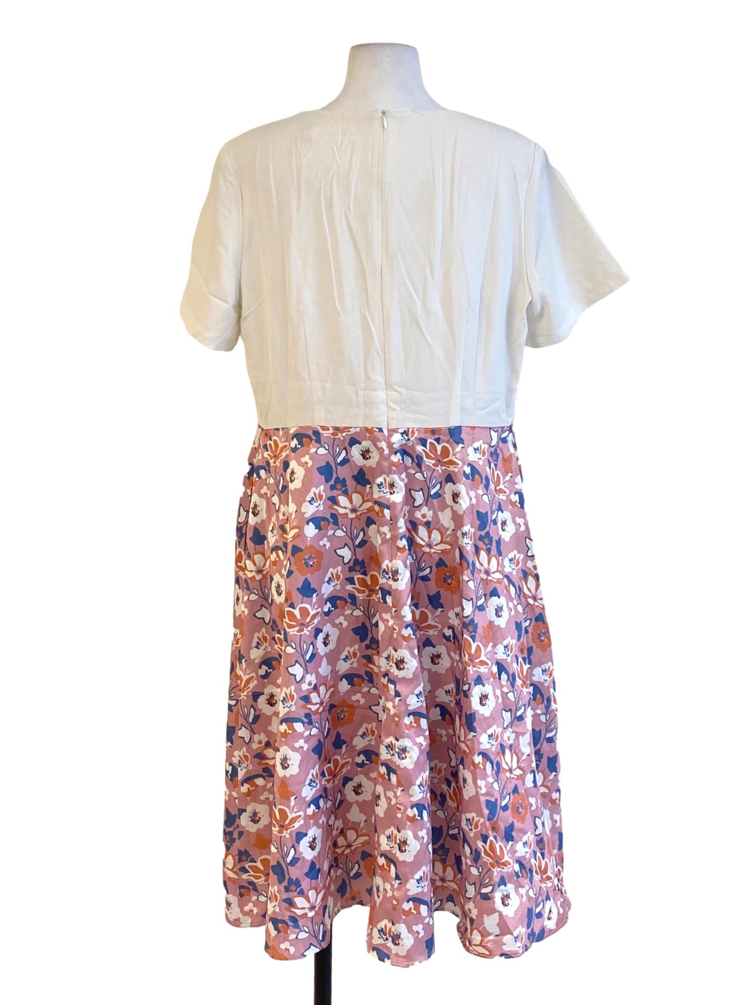 Dusty Pink Floral Printed V-Neck Shirt Dress