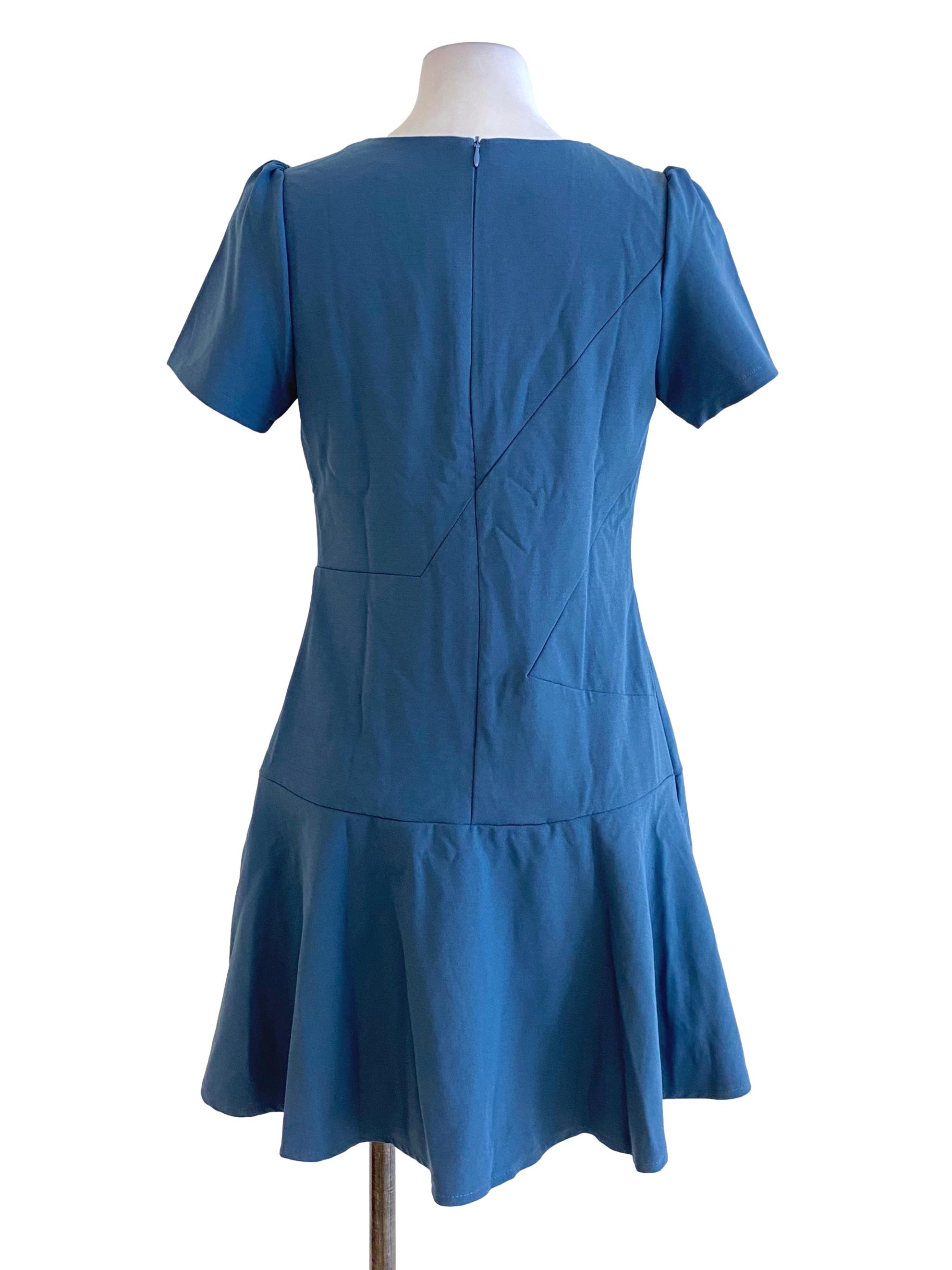 Ash Blue Plain Drop Waist Dress