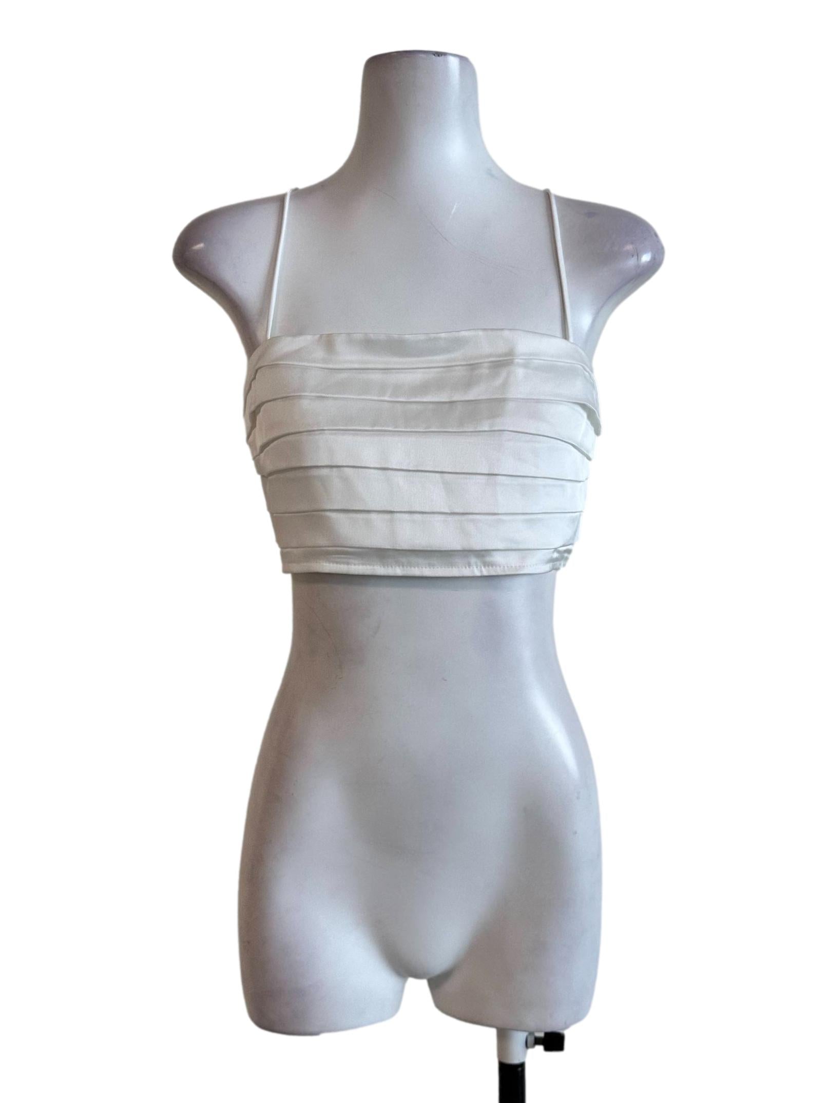 Porcelain White Pleated Sleeveless Top