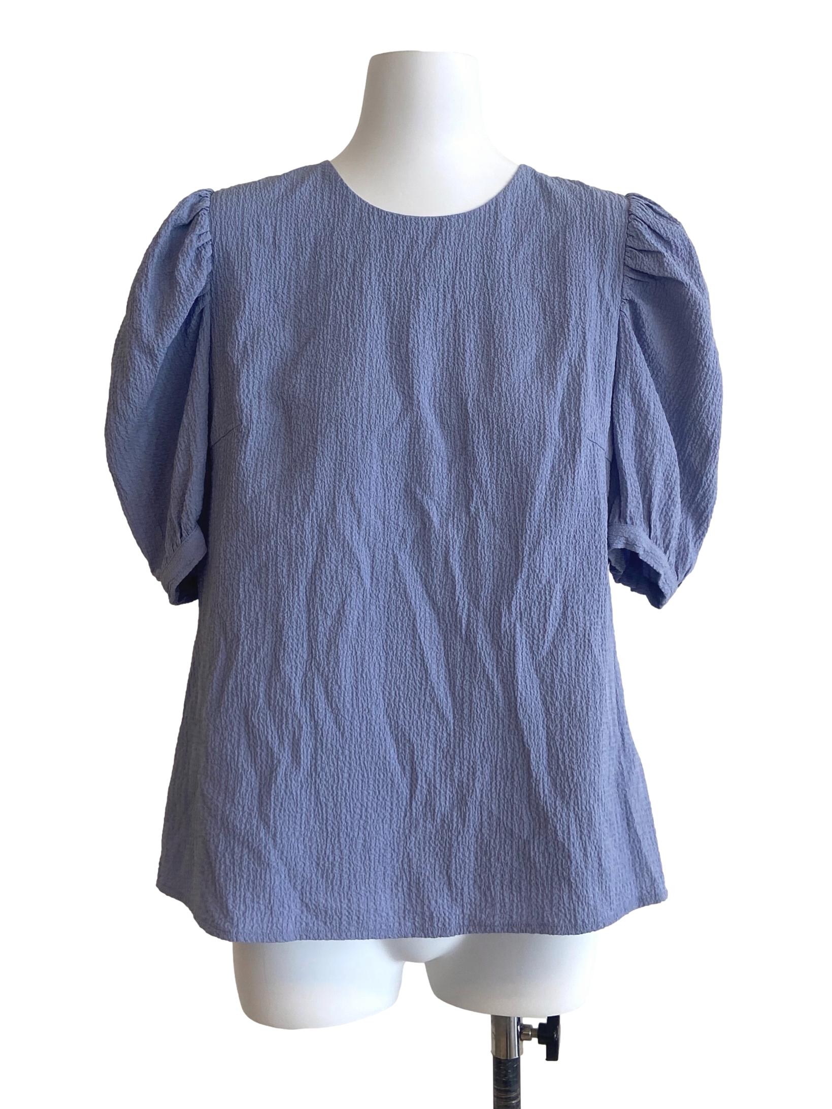 Iris Purple Twill Puff Sleeve Blouse LB