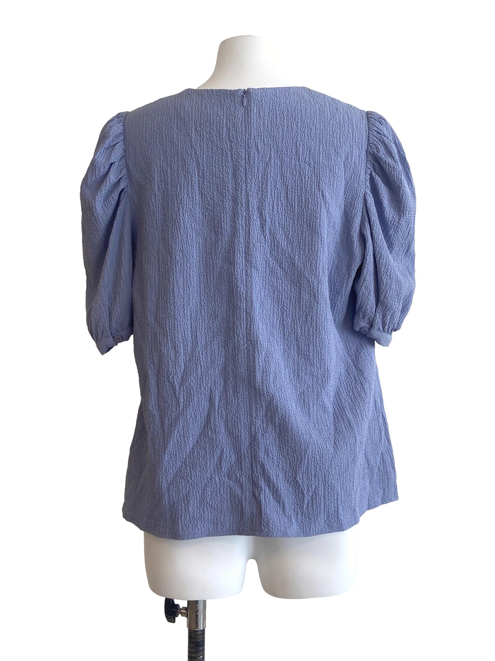 Iris Purple Twill Puff Sleeve Blouse LB