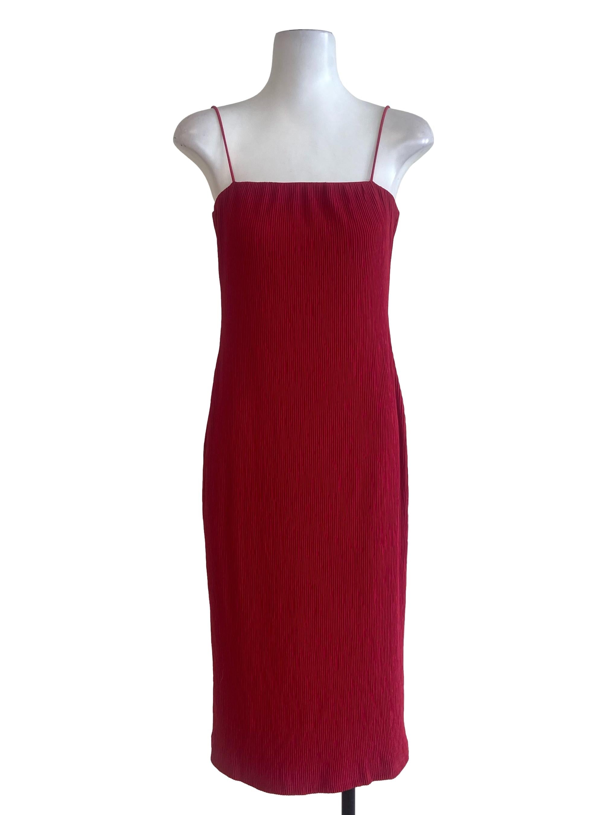Lipstick Red Spaghetti Strap Slip Dress