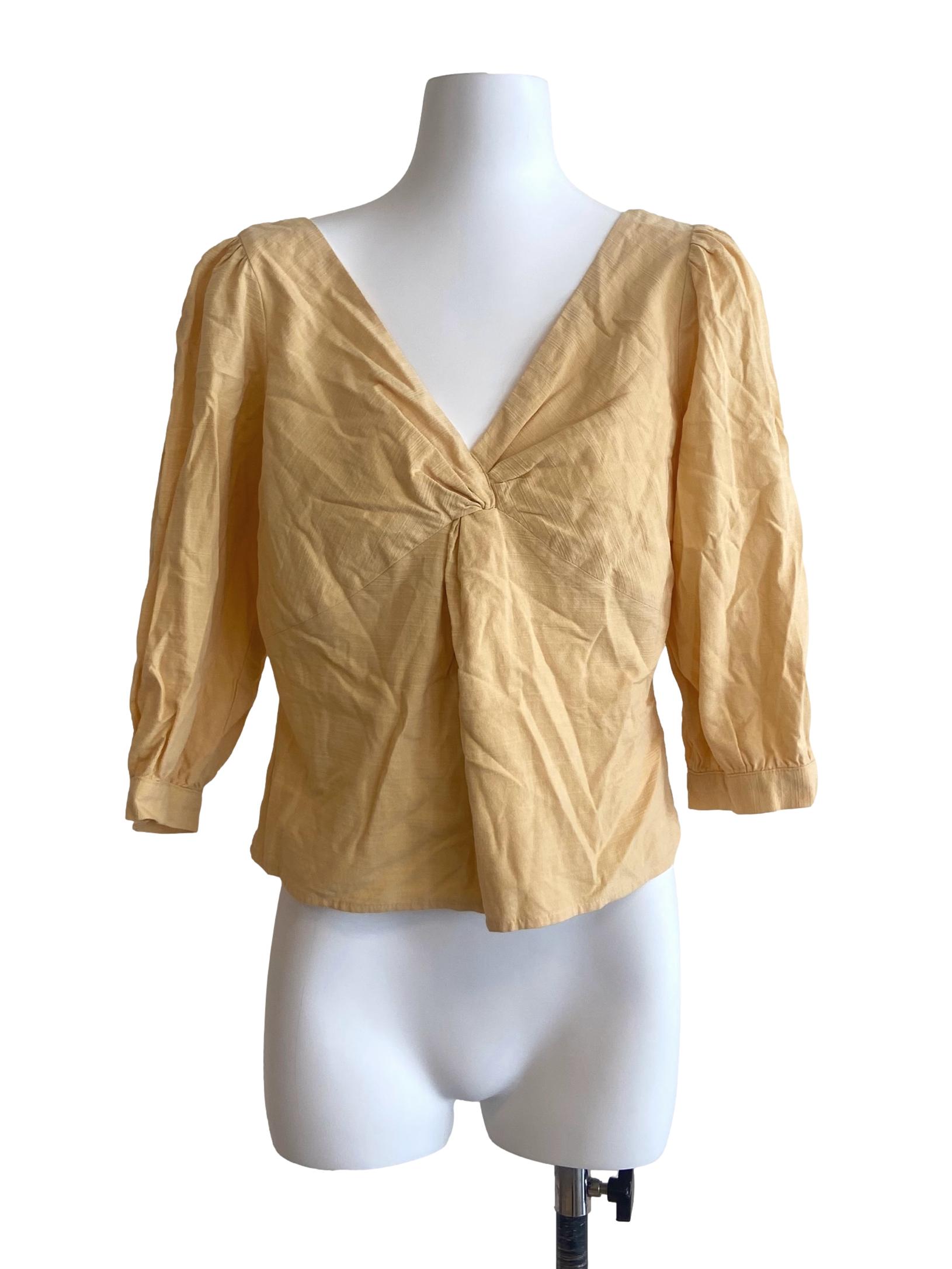 Honey Yellow V-Neck Blouse LB