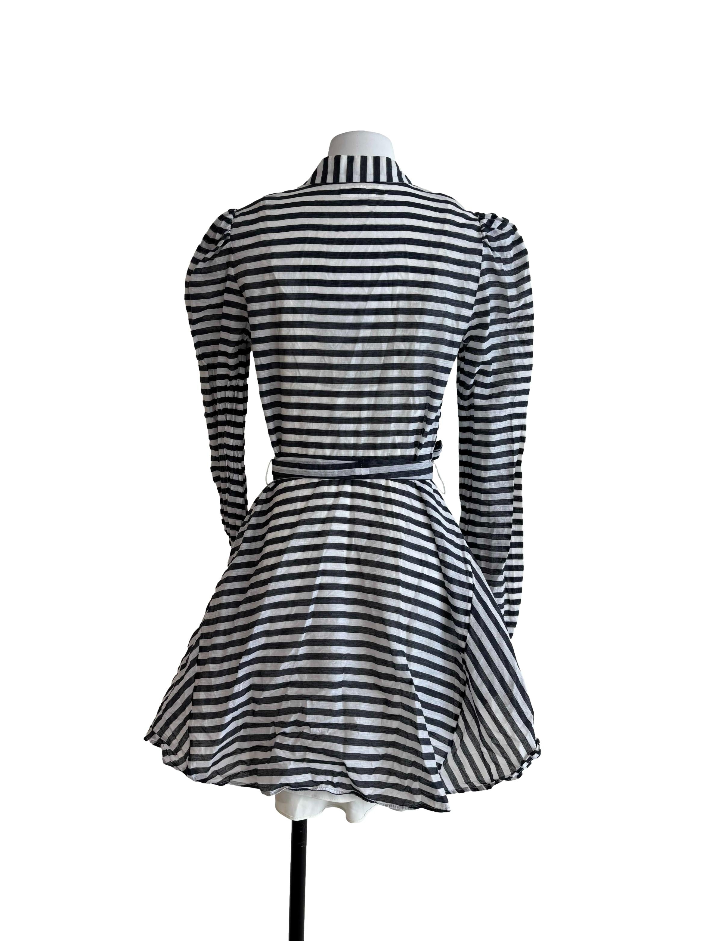 Charcoal Black And White Striped Dress