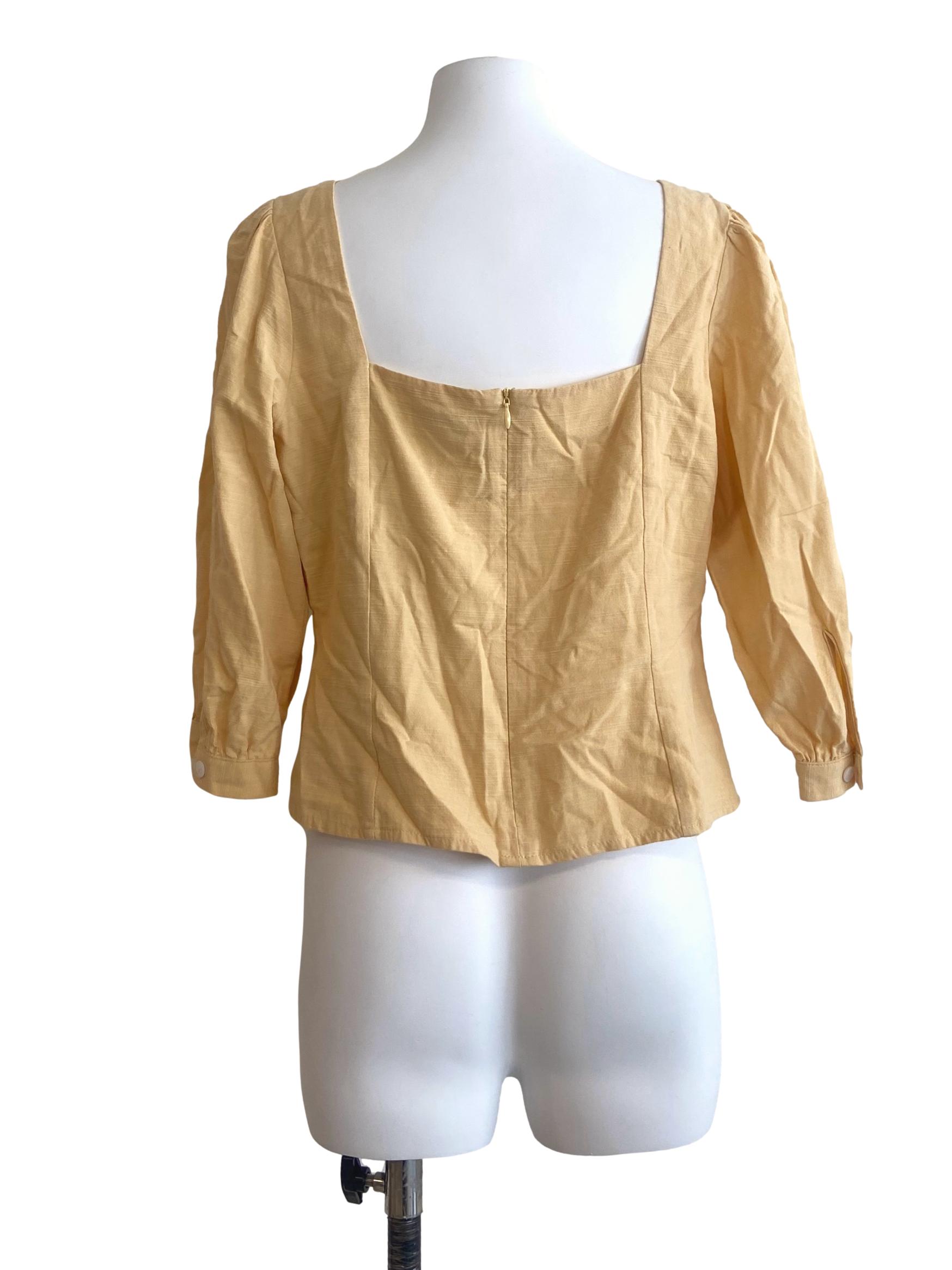 Honey Yellow V-Neck Blouse LB