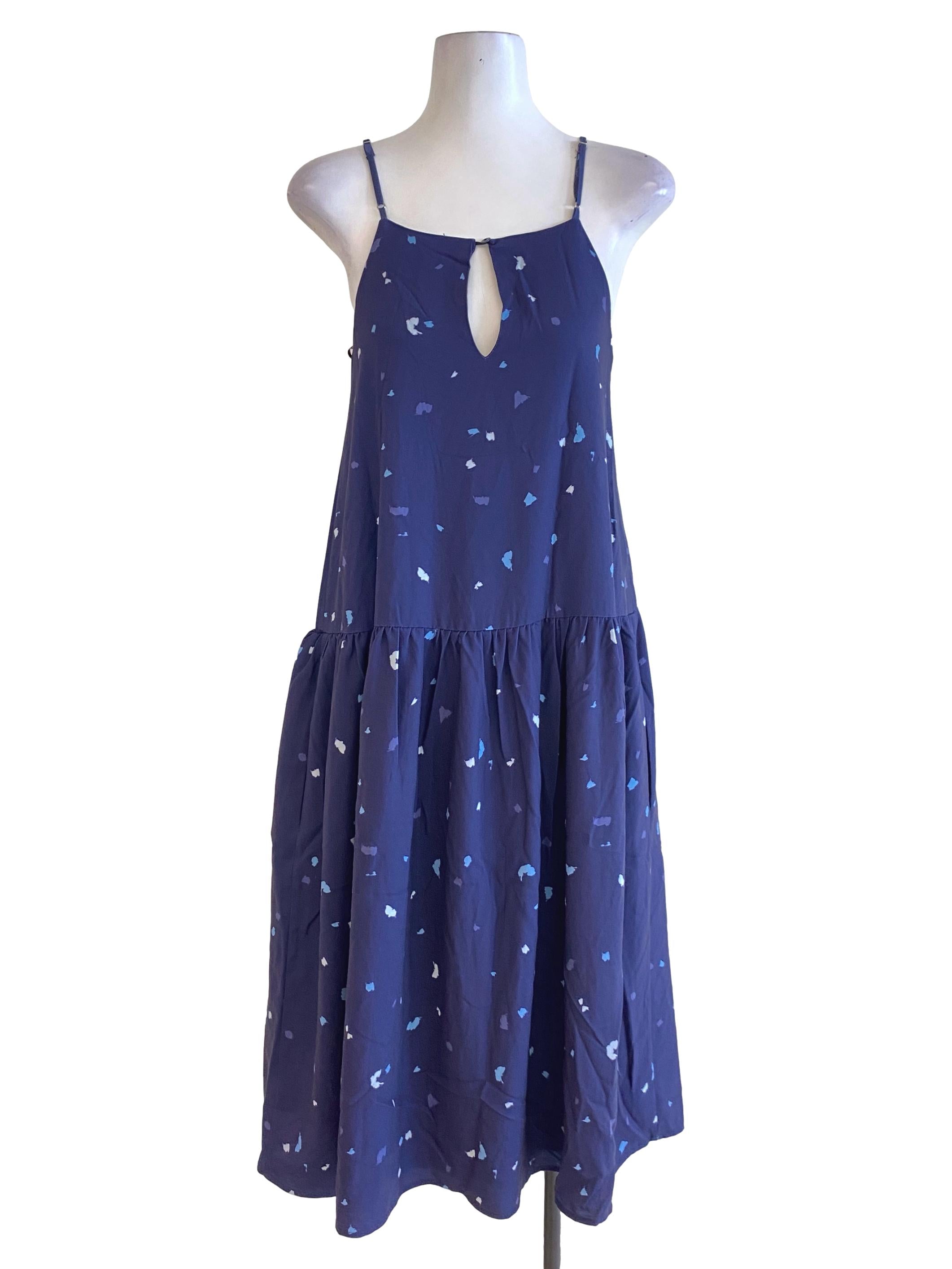 Midnight Blue Printed Midi Dress