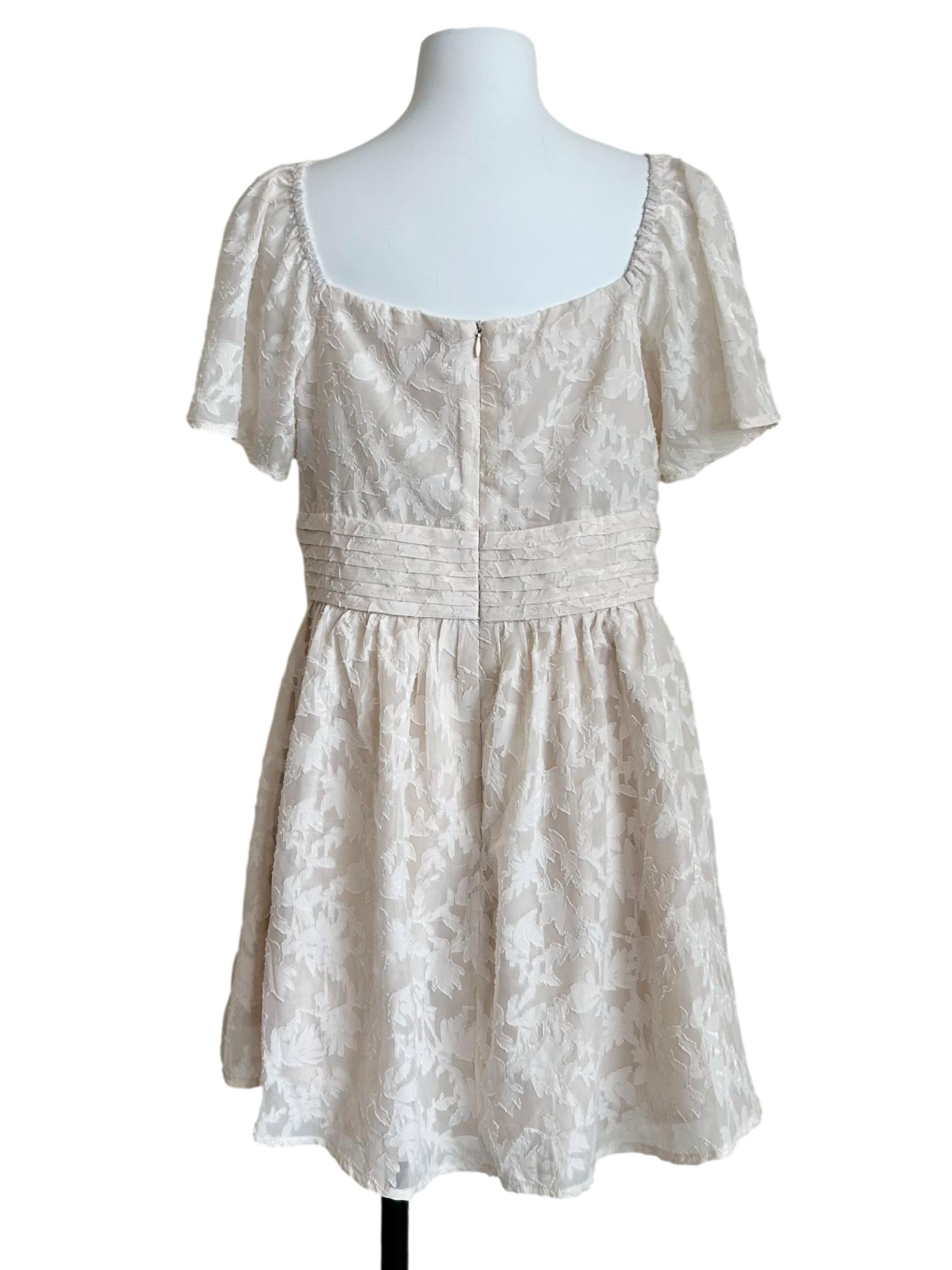 Off-White Floral Jacquard Sweetheart Mini Dress