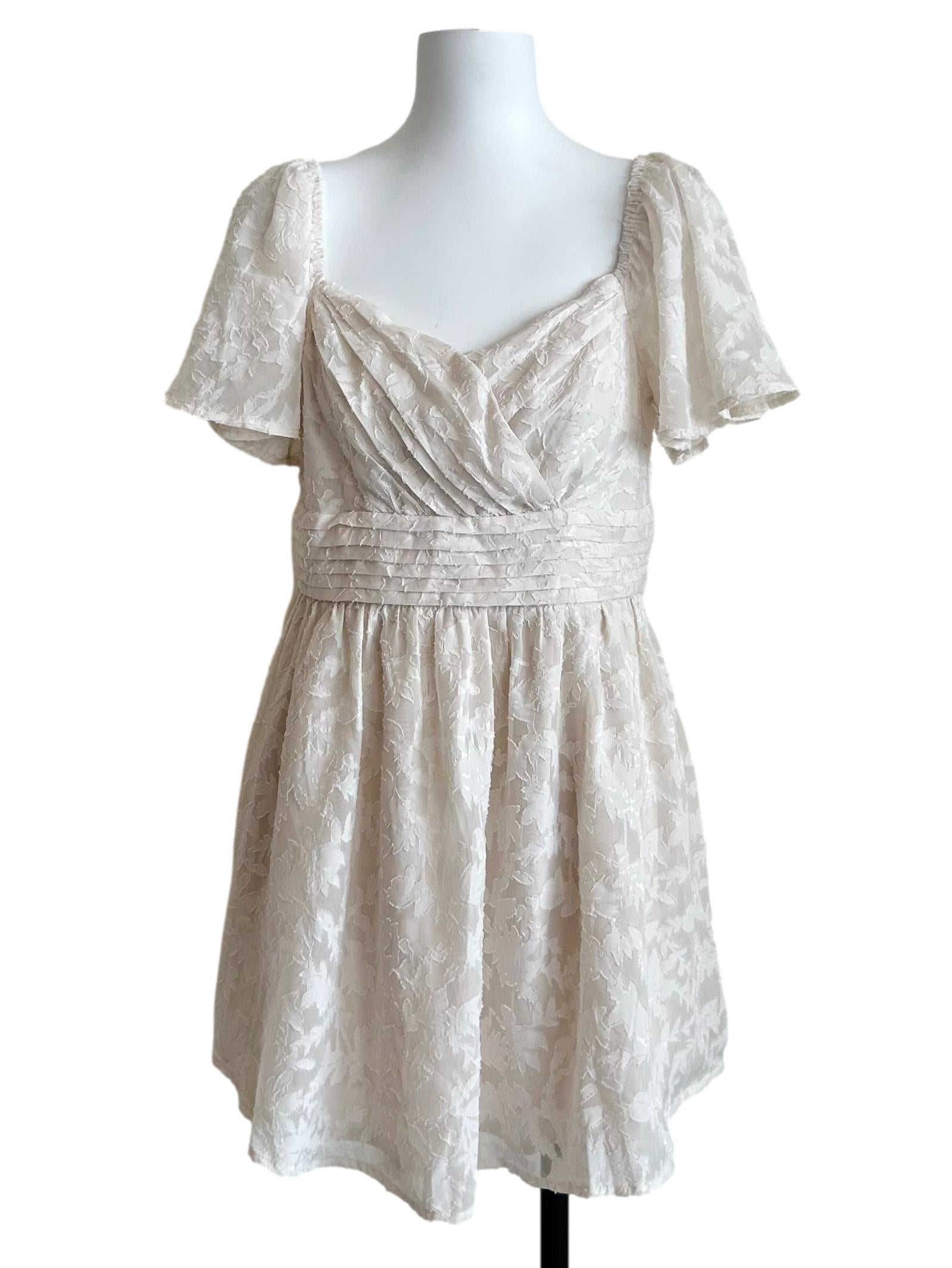 Off-White Floral Jacquard Sweetheart Mini Dress