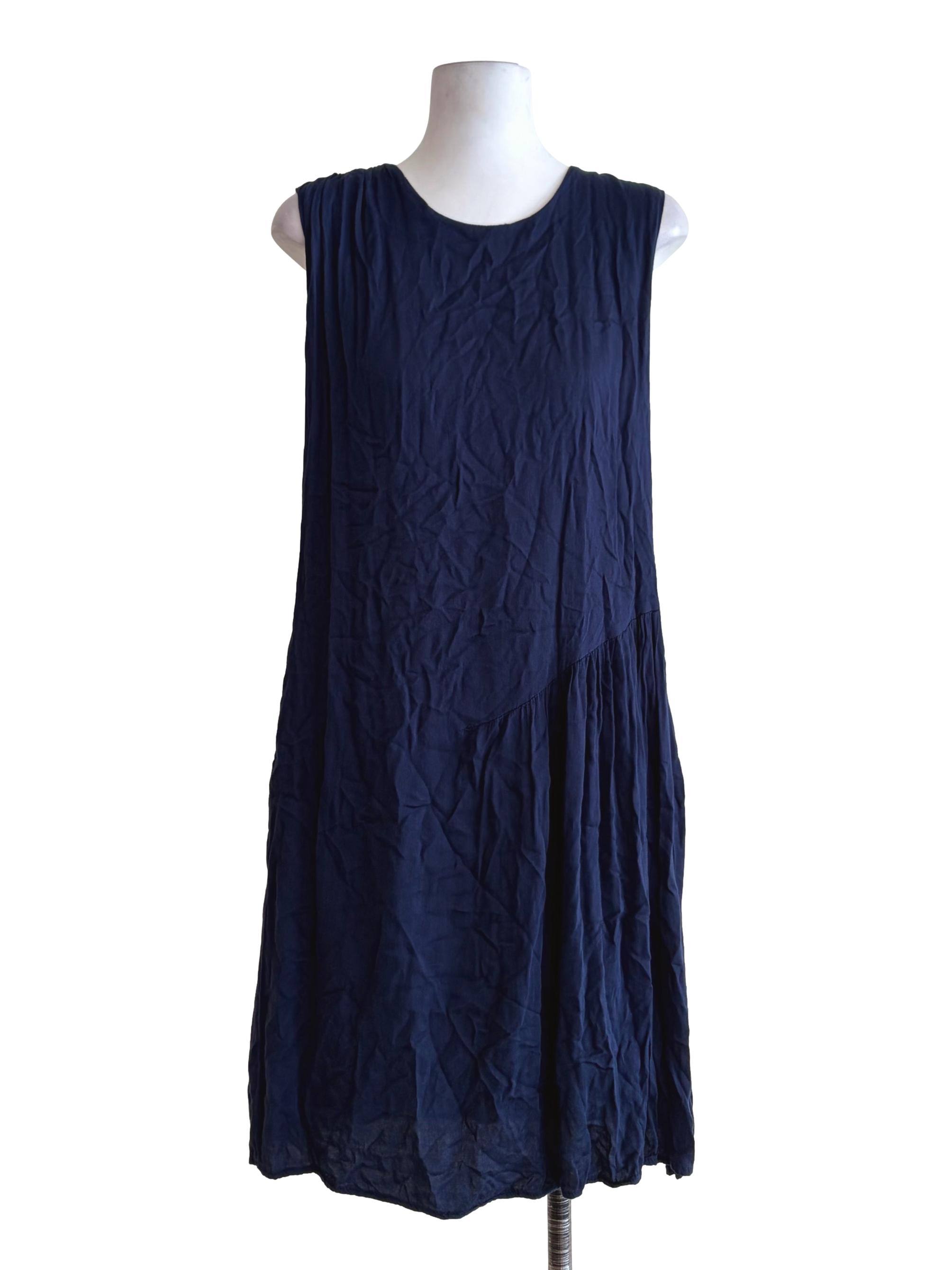 Midnight Blue Textured Sleeveless Dress