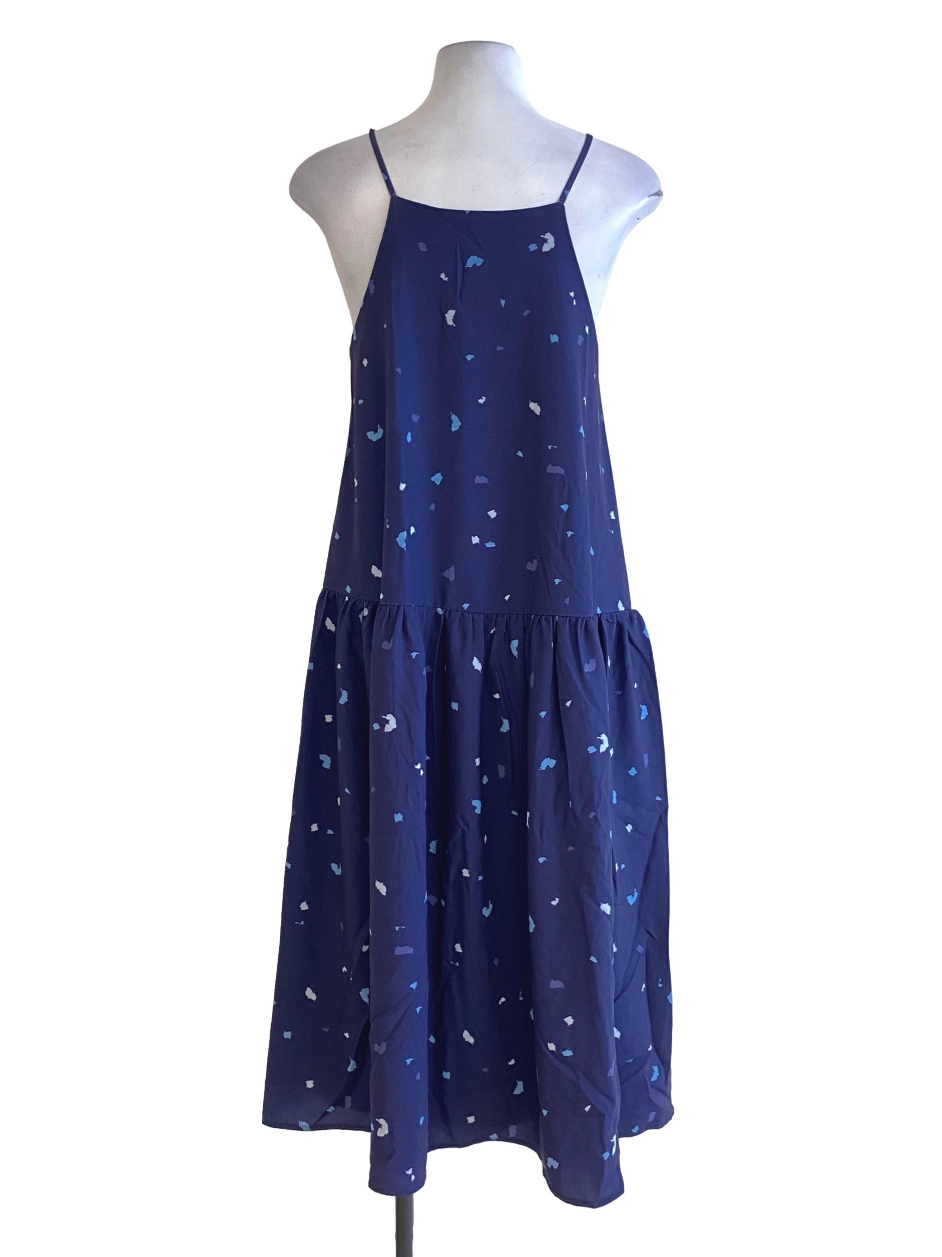 Midnight Blue Printed Midi Dress