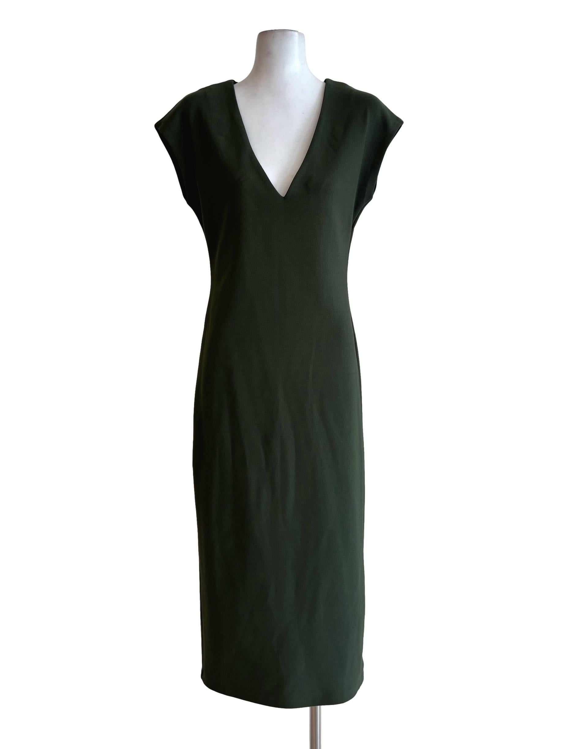 Olive Green Sleeveless Pencil Dress