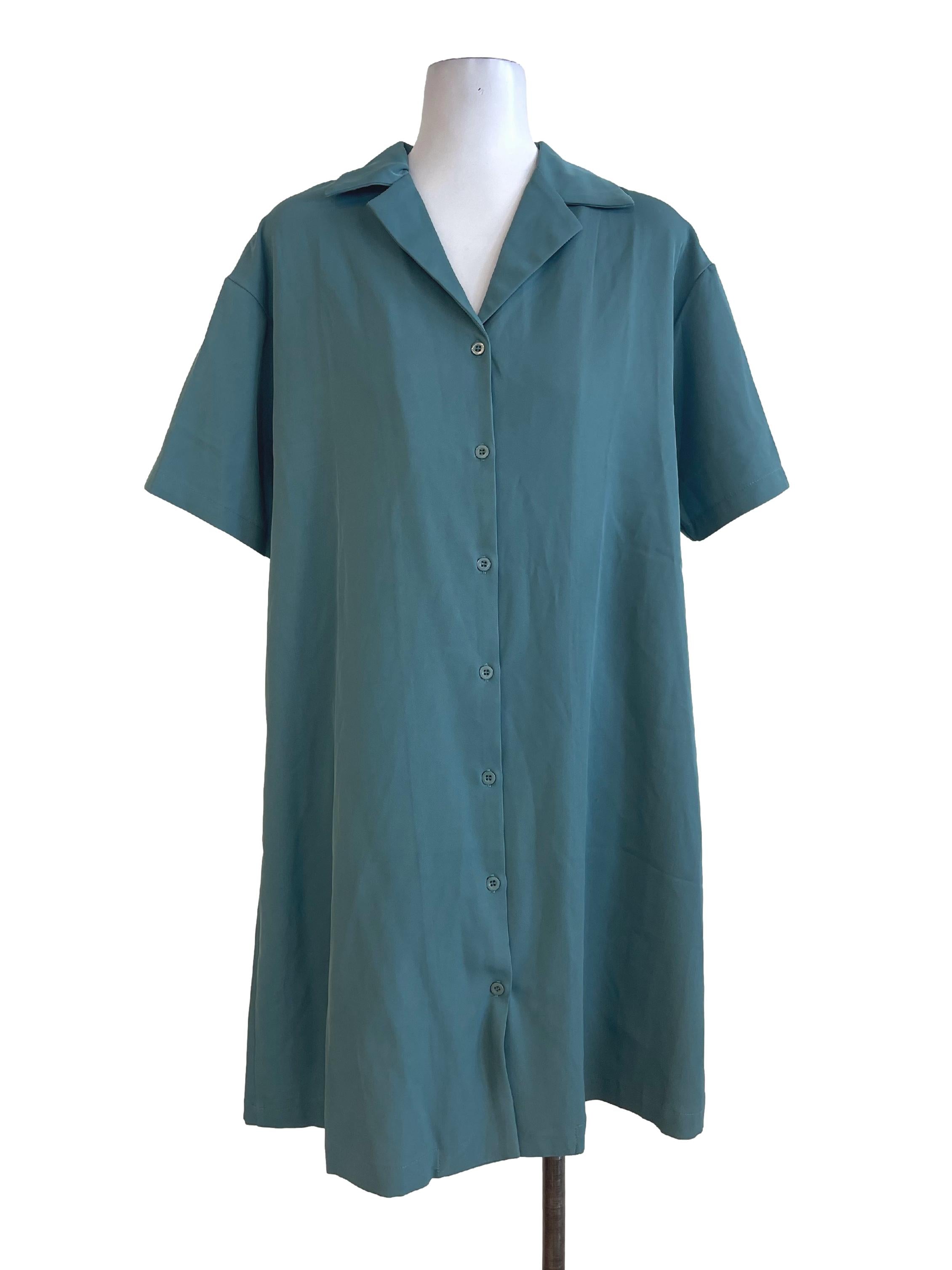 Turquoise Buttoned Long Top TEM