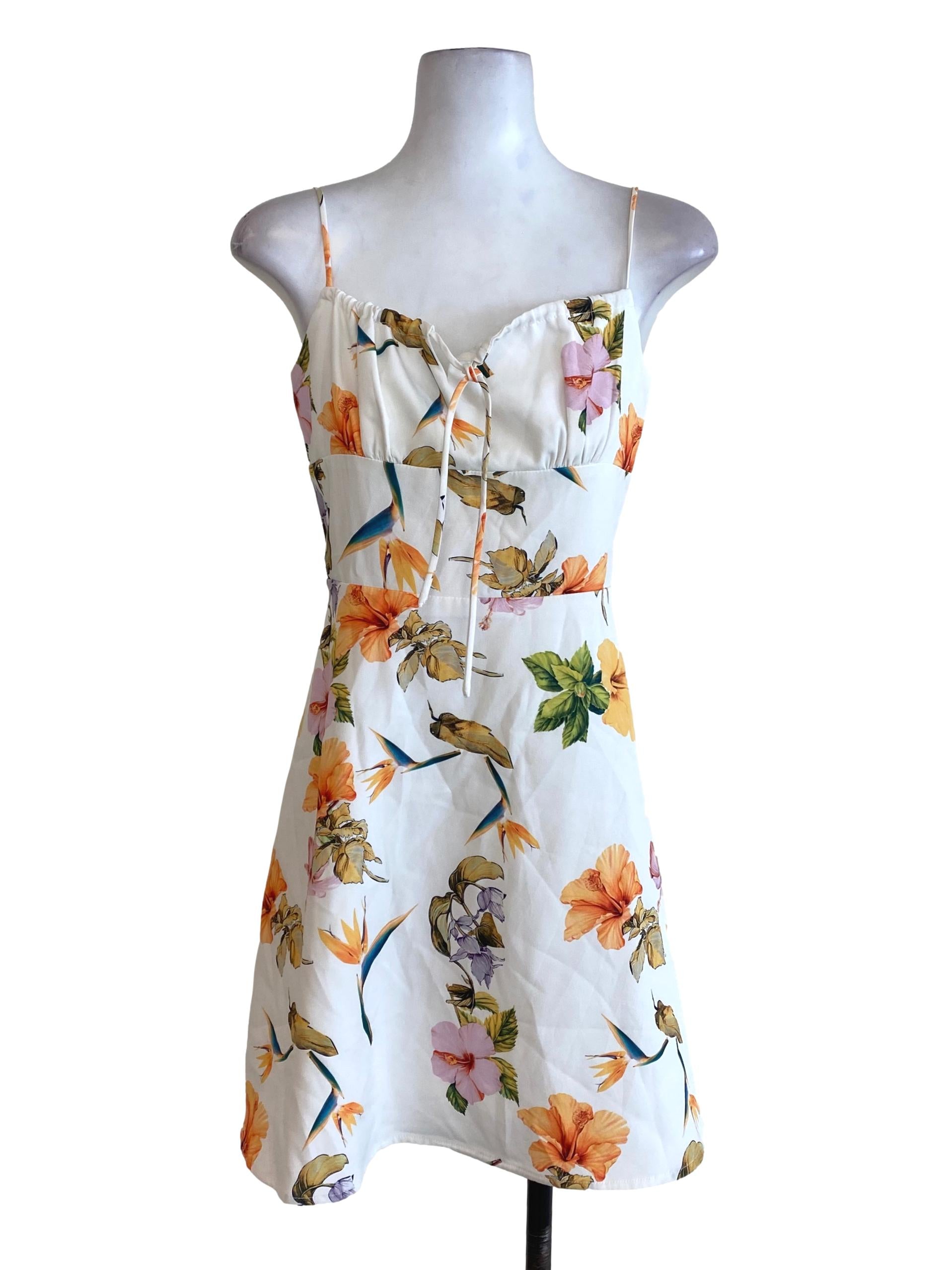 White Floral Mini Dress