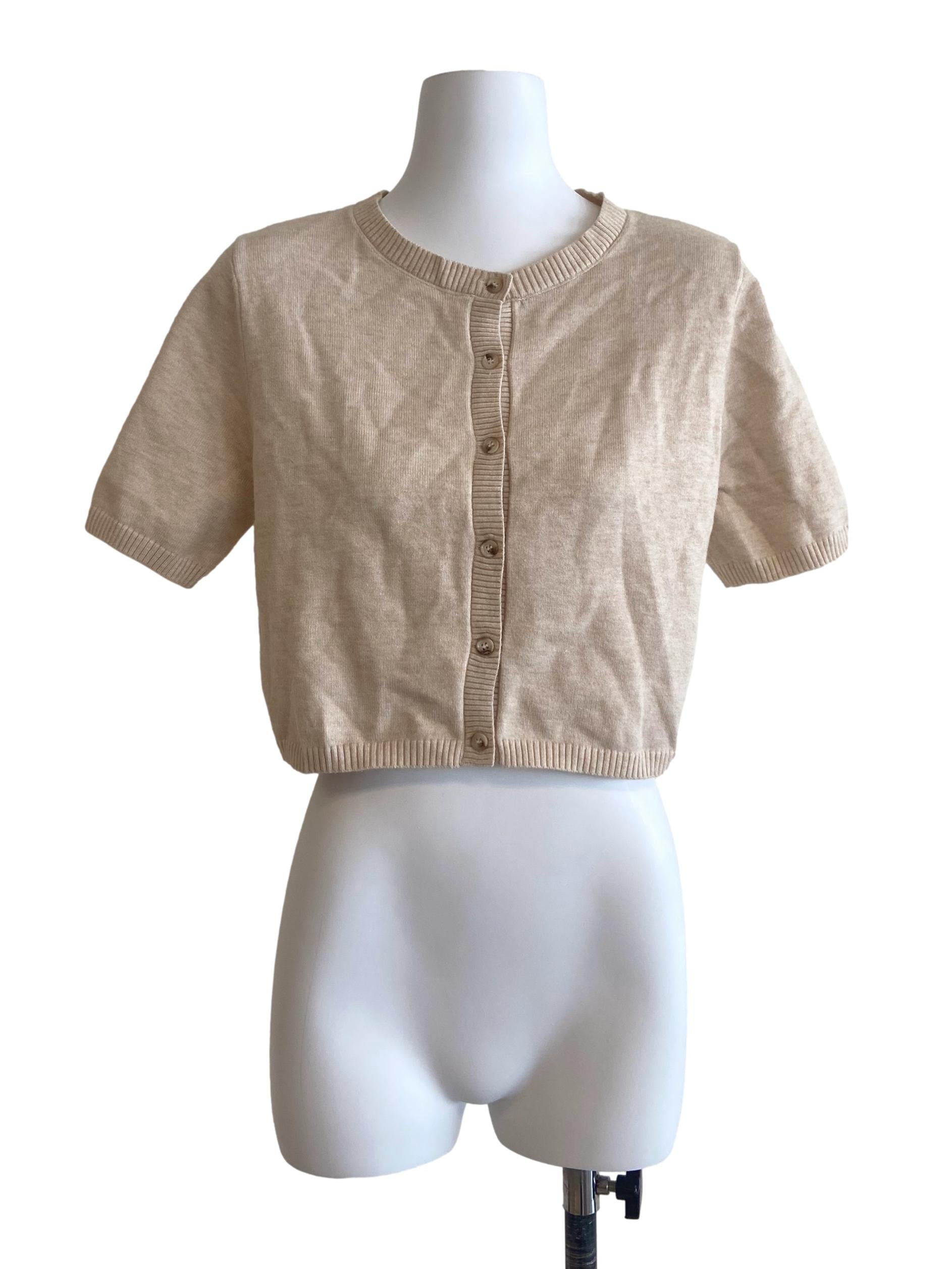 Parchment Button Down Crop Top LB