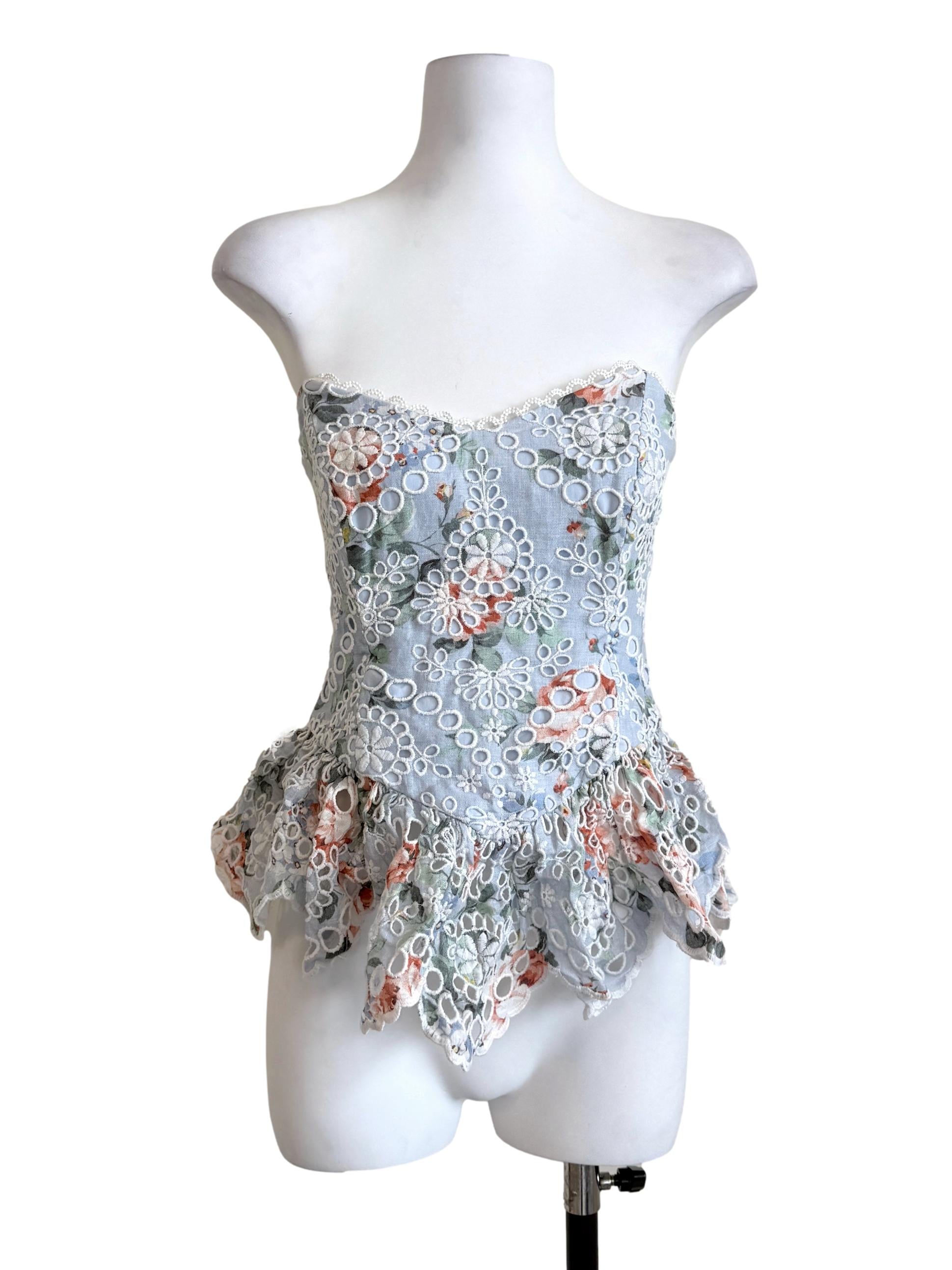 Sky Blue Strapless Top