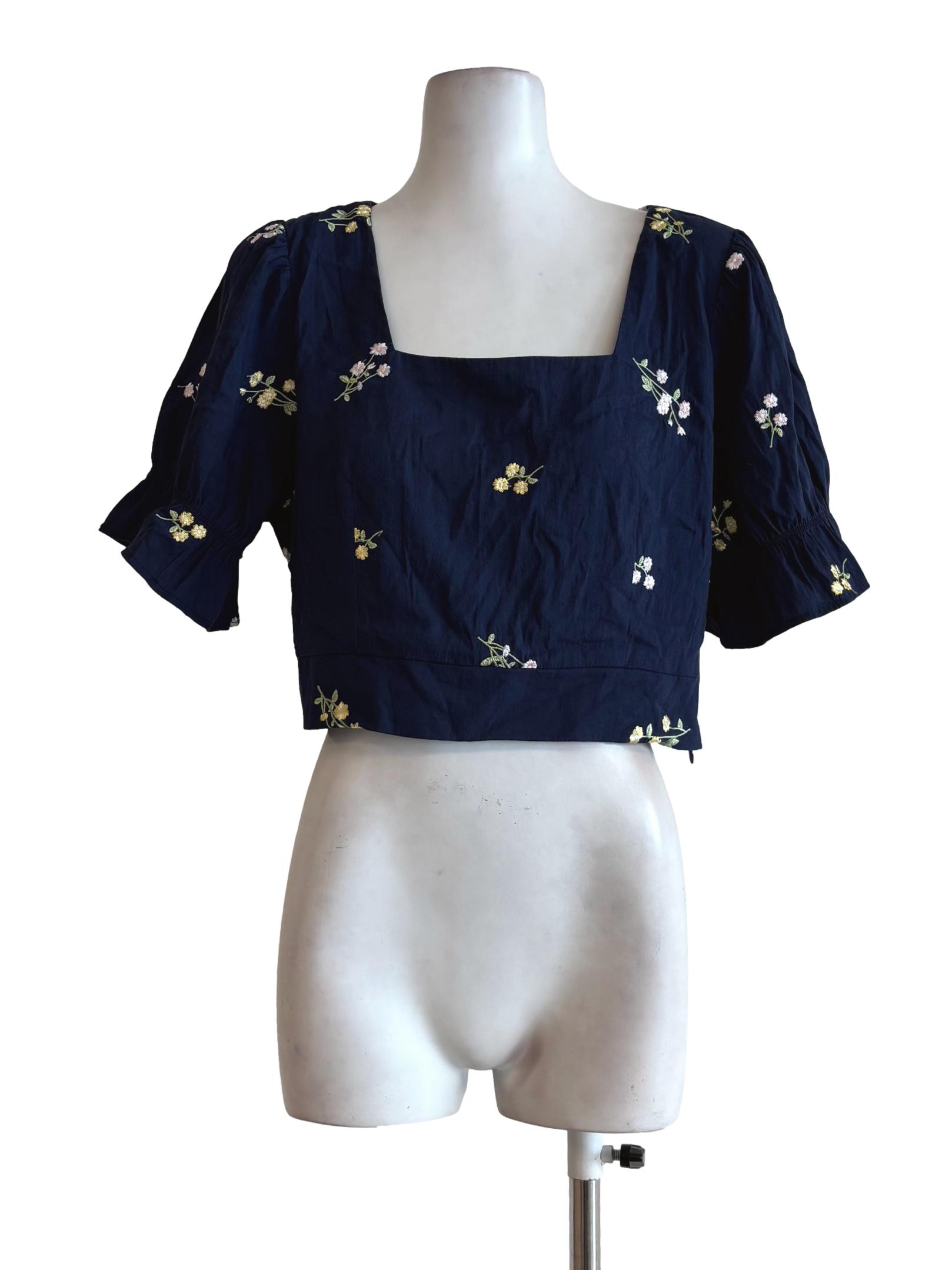 Midnight Blue Square Neck Top TCL