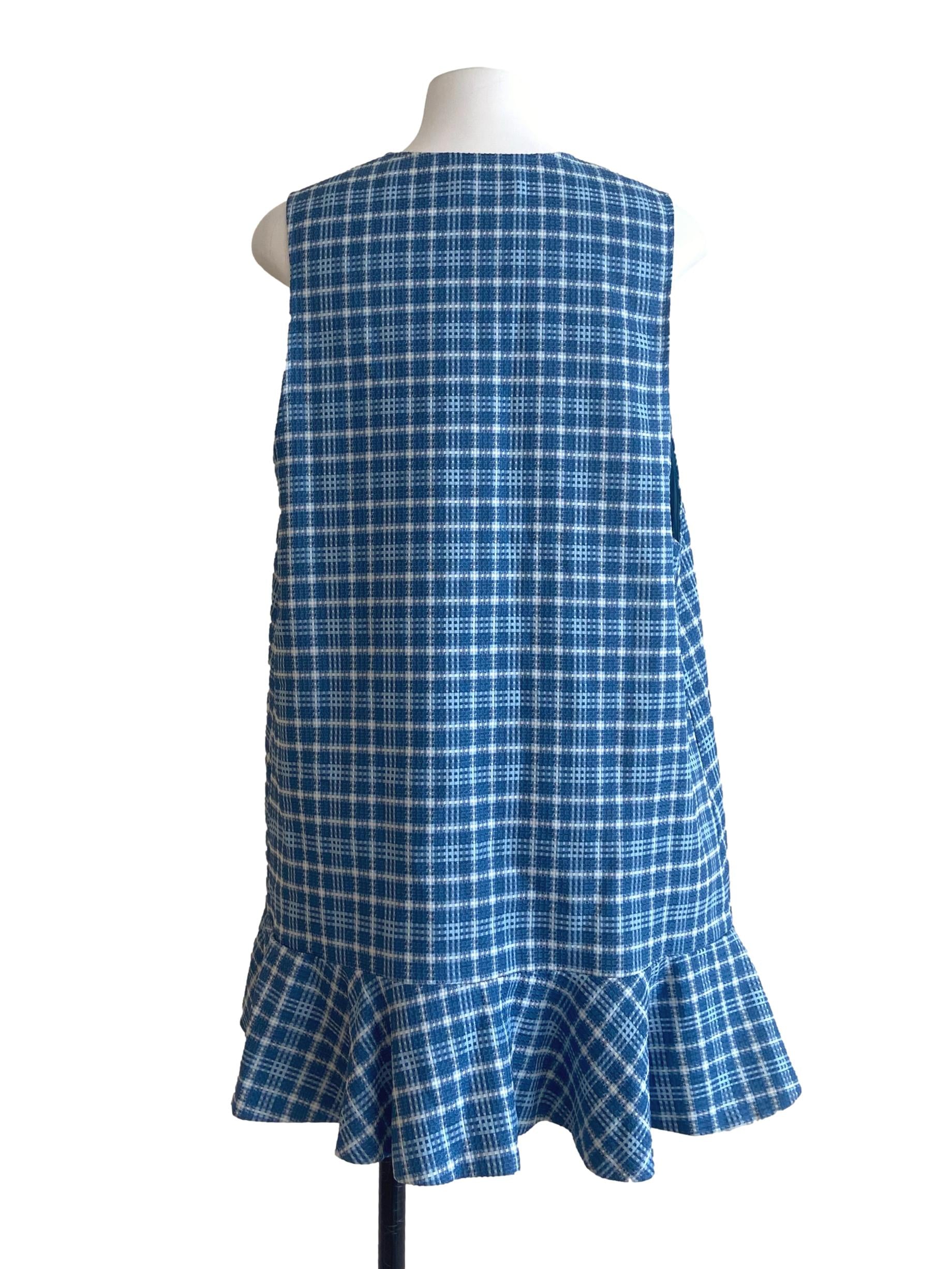 Blue & White Plaid Drop Waist Dress