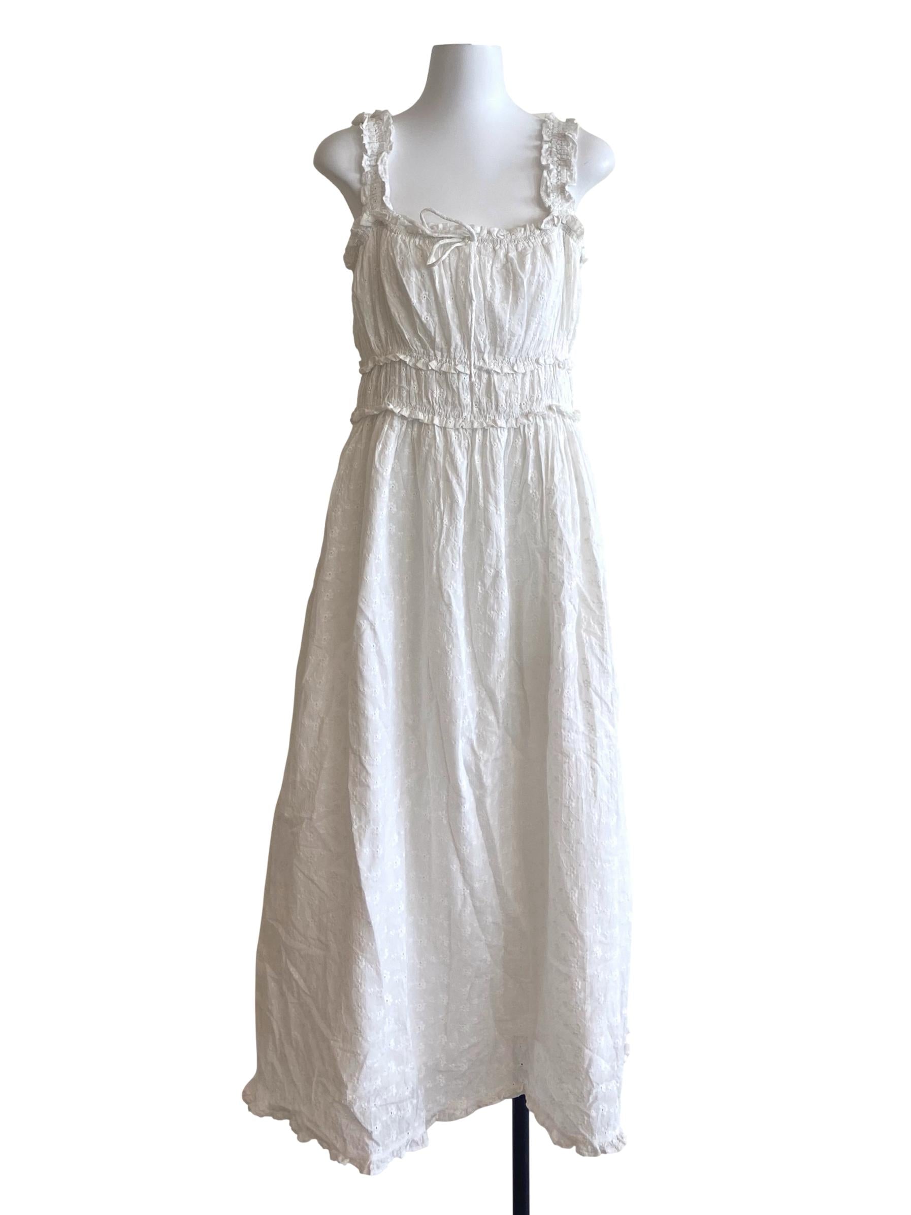 White Embroidery Floral A-Line Dress TEM