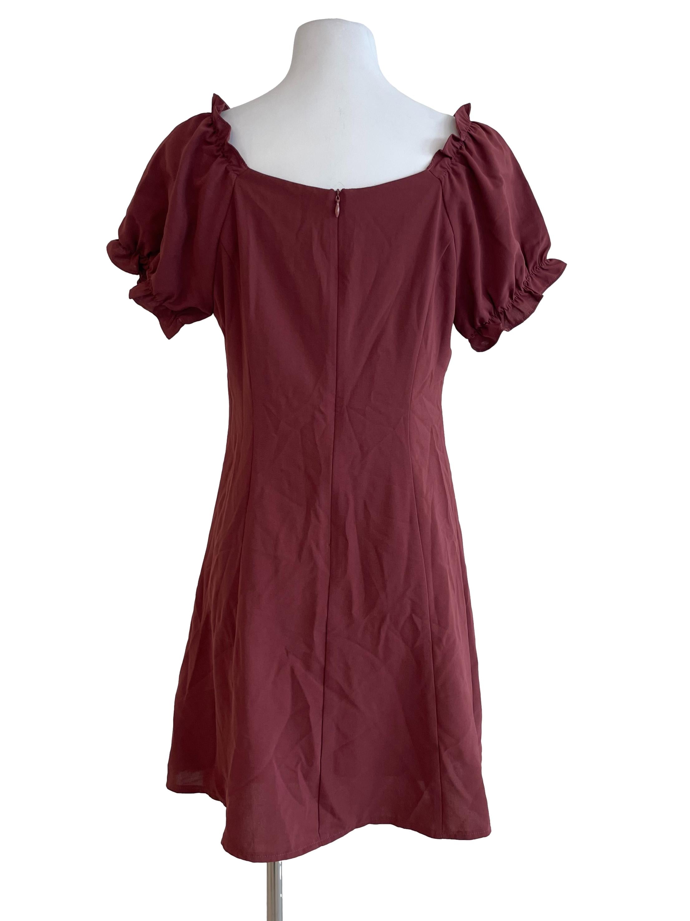 Blood Red Puffet Sleeve Bodycon Dress