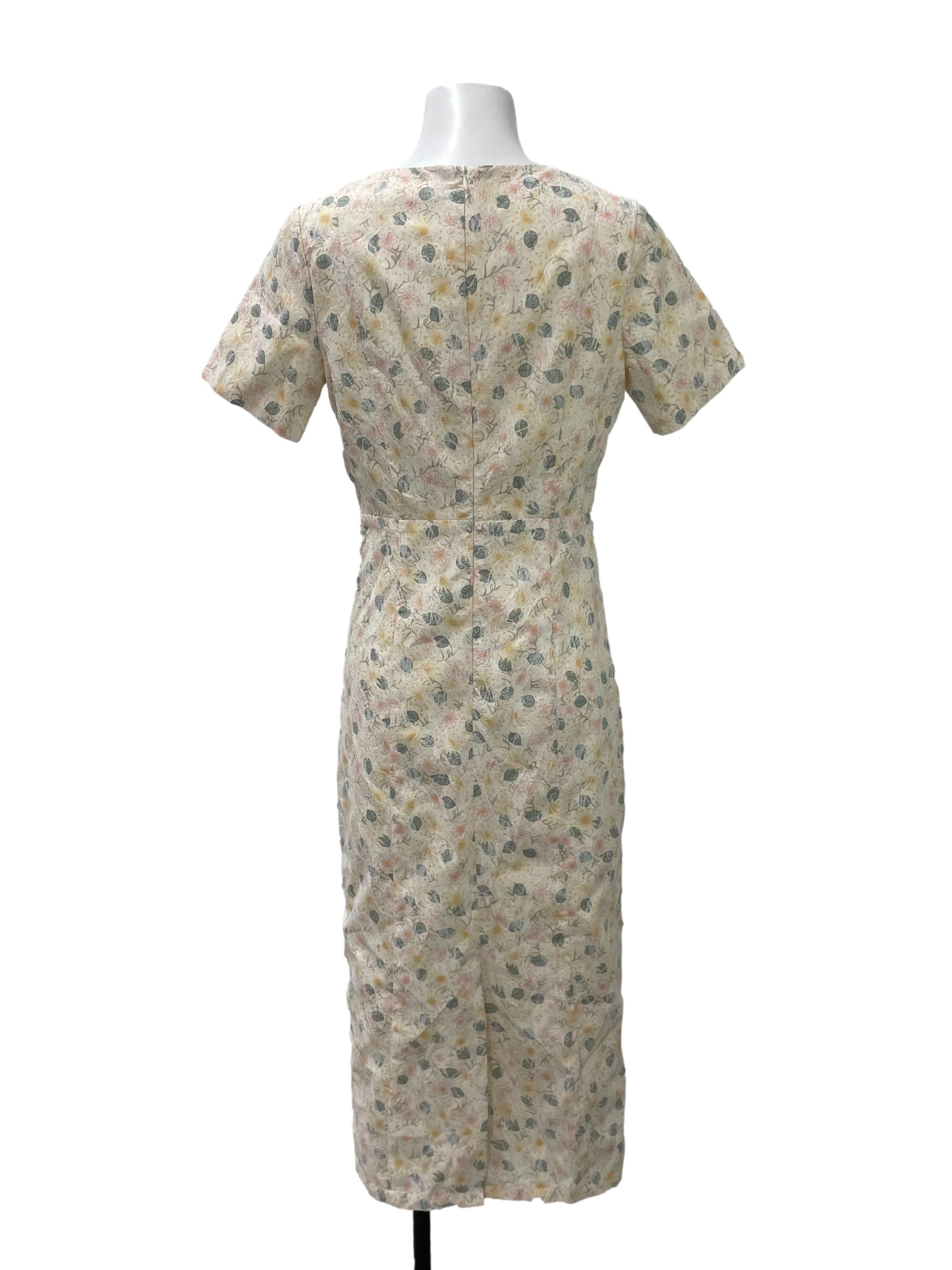 Pastel Yellow Floral Embroidered Dress