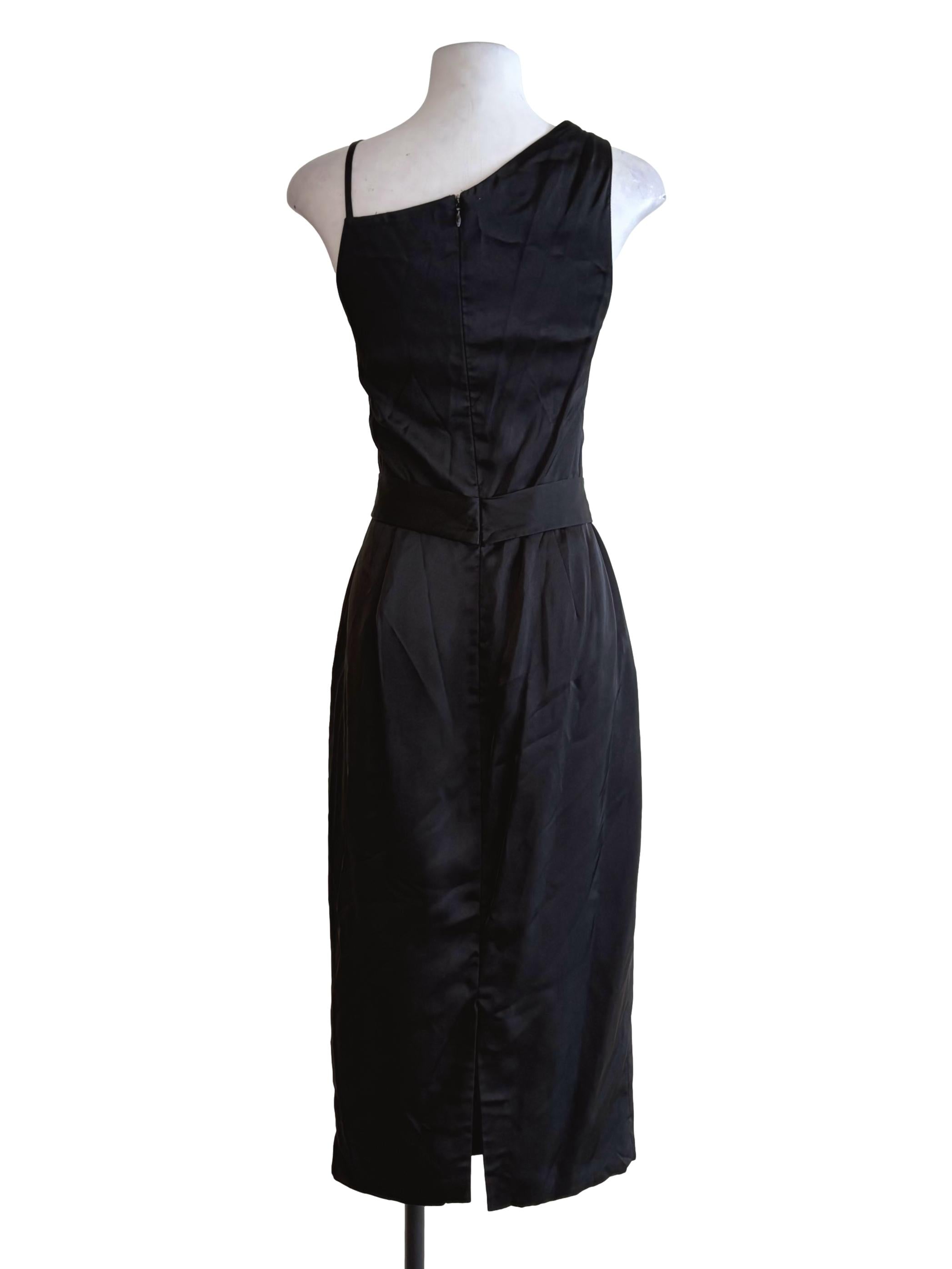 Raven Black Scrunched Front Slip Dress