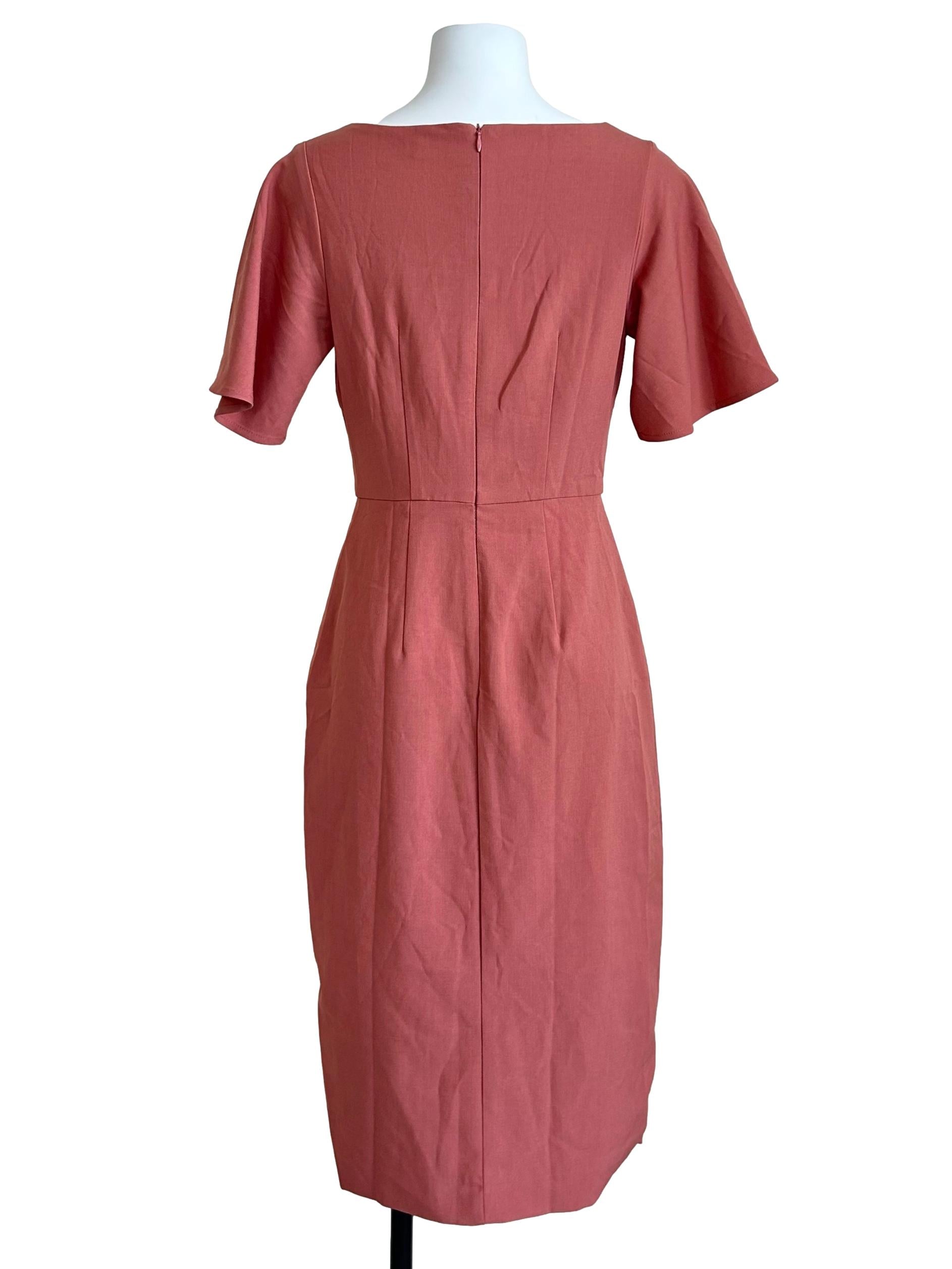 Dusty Rose Square-Neck Button-Front Dress