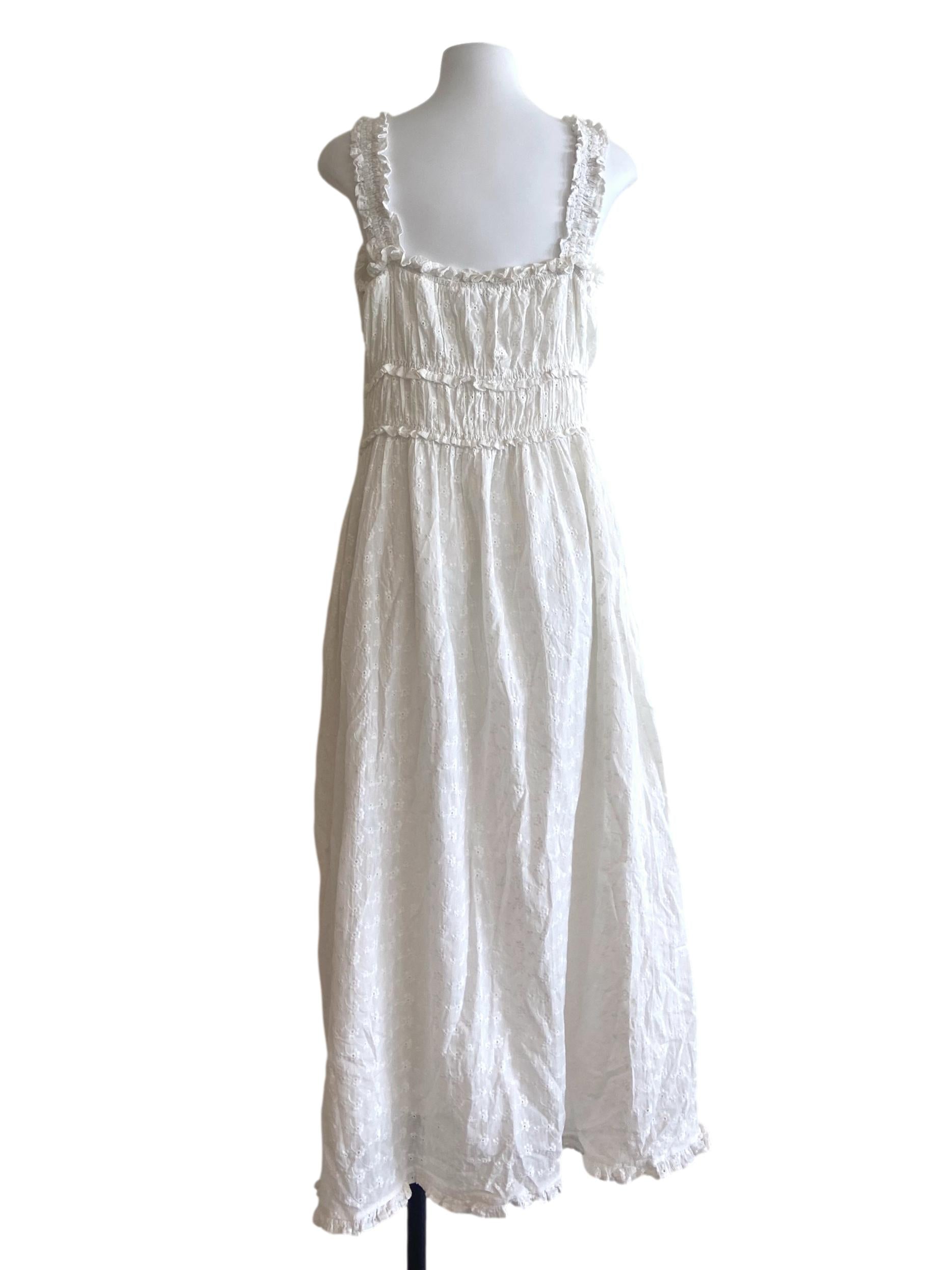 White Embroidery Floral A-Line Dress TEM
