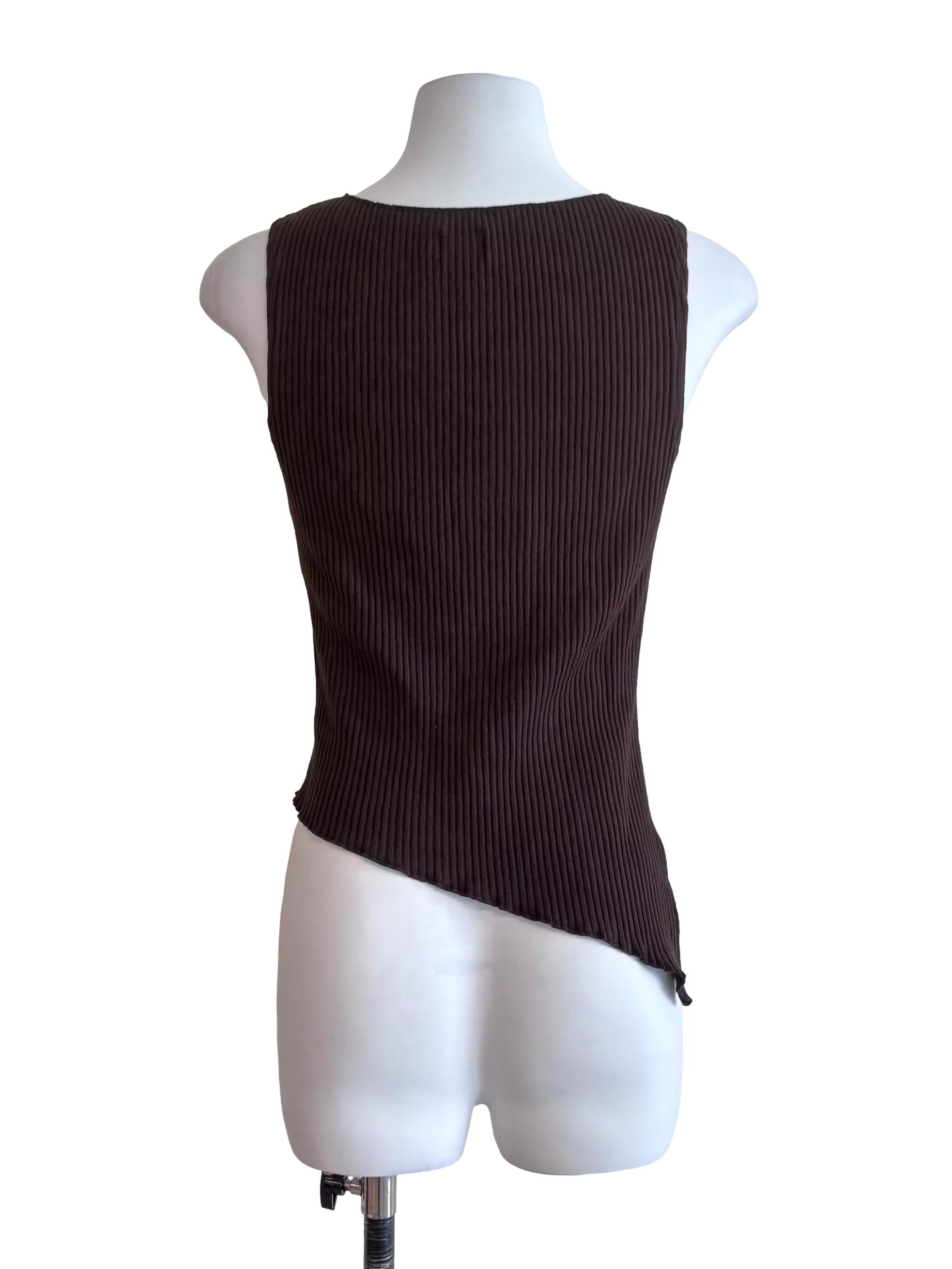 Coffee Brown Asymmetric Sabrina Tank Top